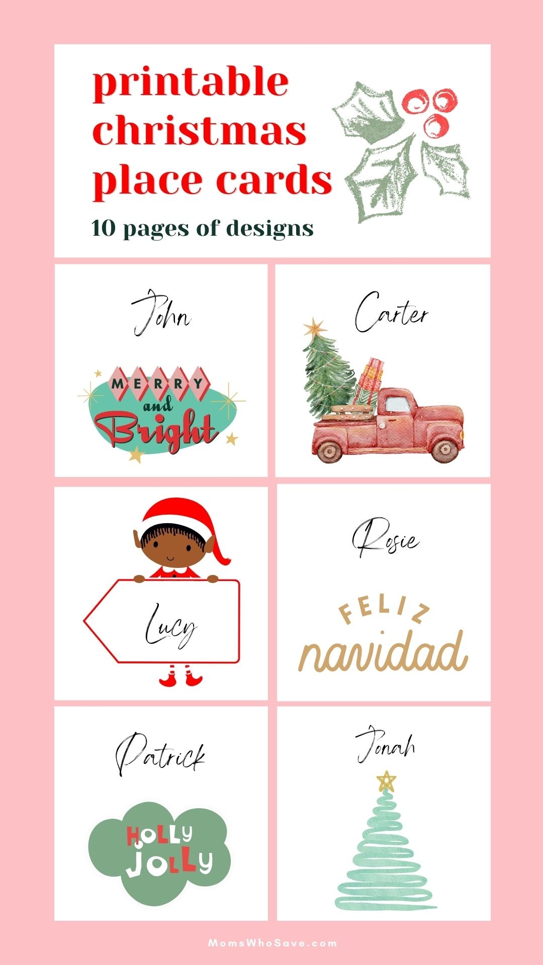 Free Printable Christmas Place Cards 10 Pages Of Designs MomsWhoSave