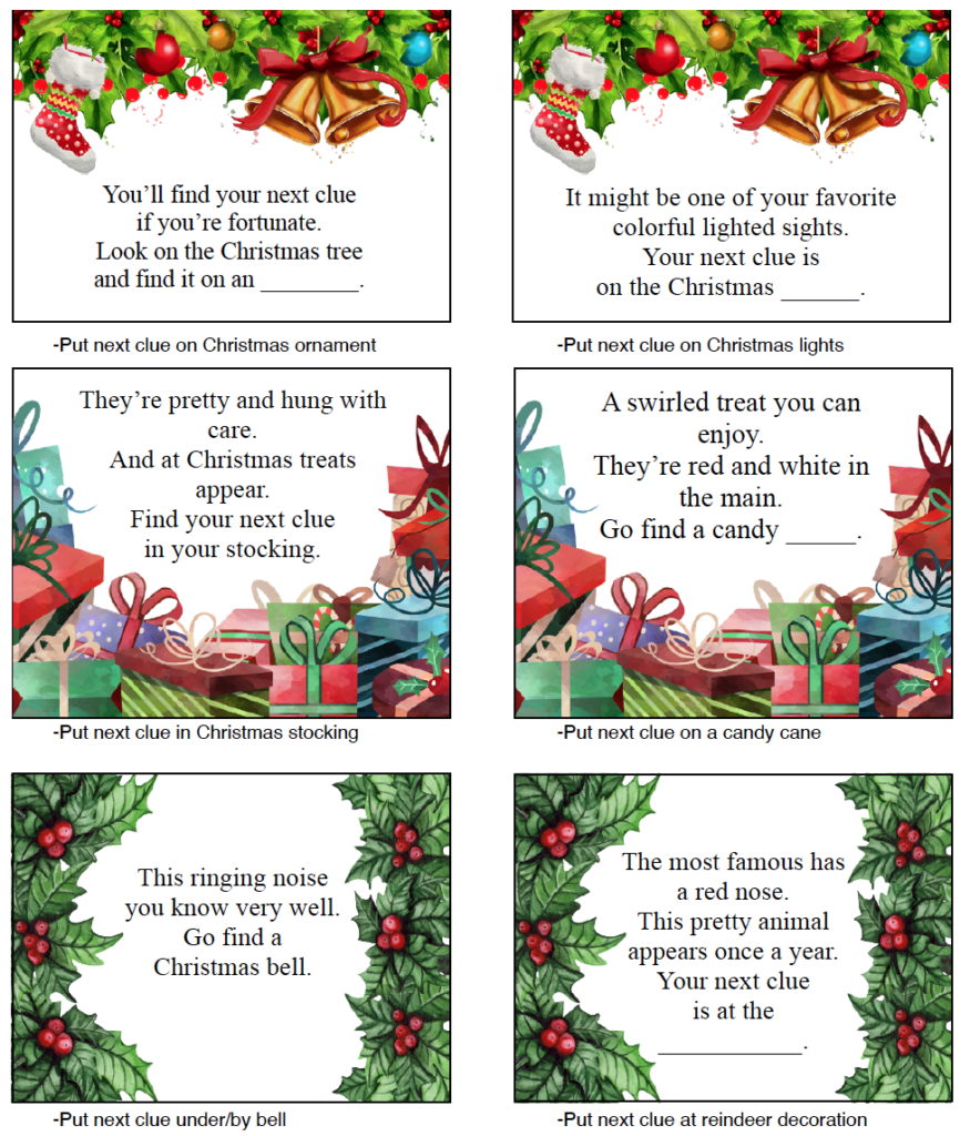 Christmas Scavenger Hunt Printable Free