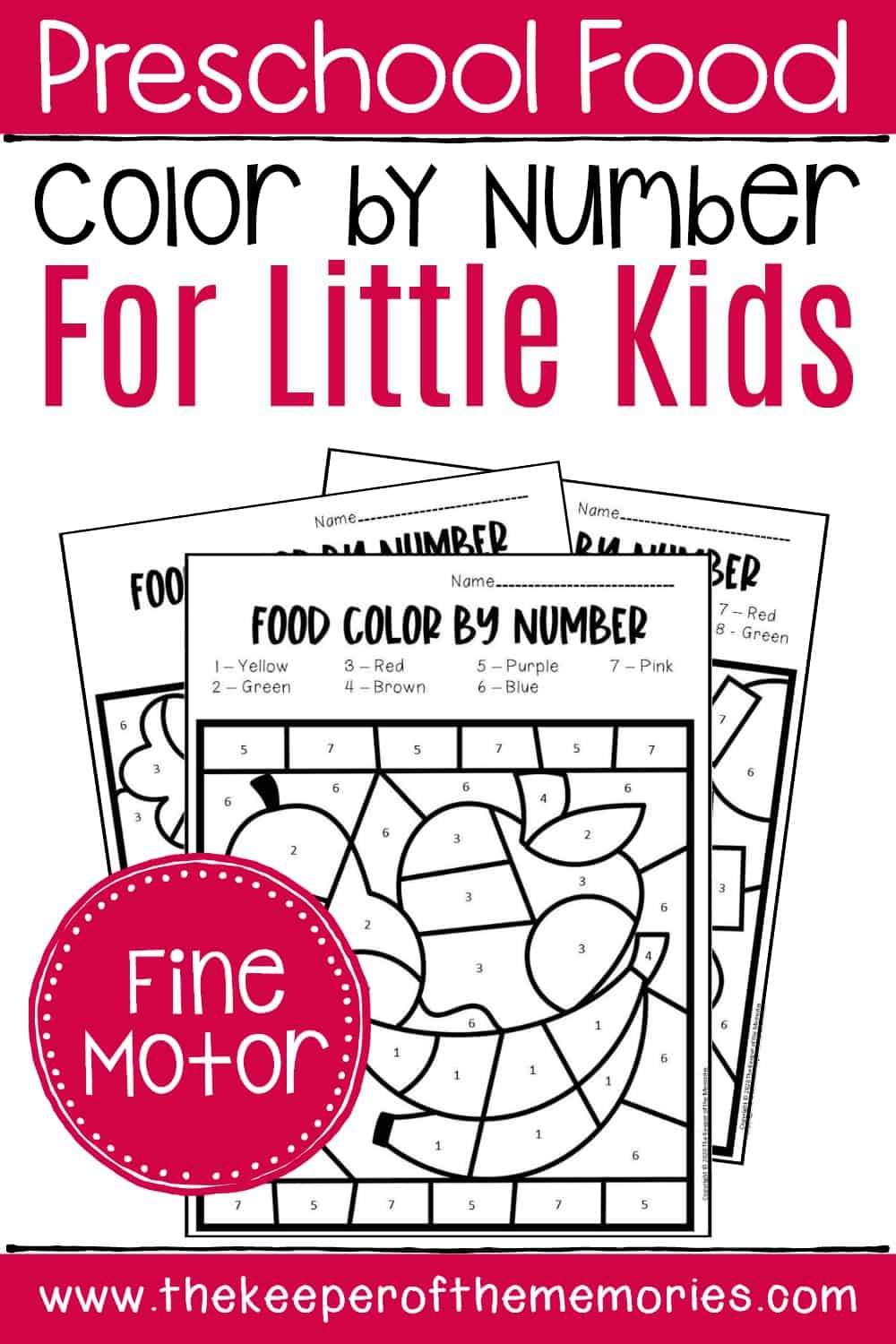 Free Printable Color By Number Food Preschool Worksheets
