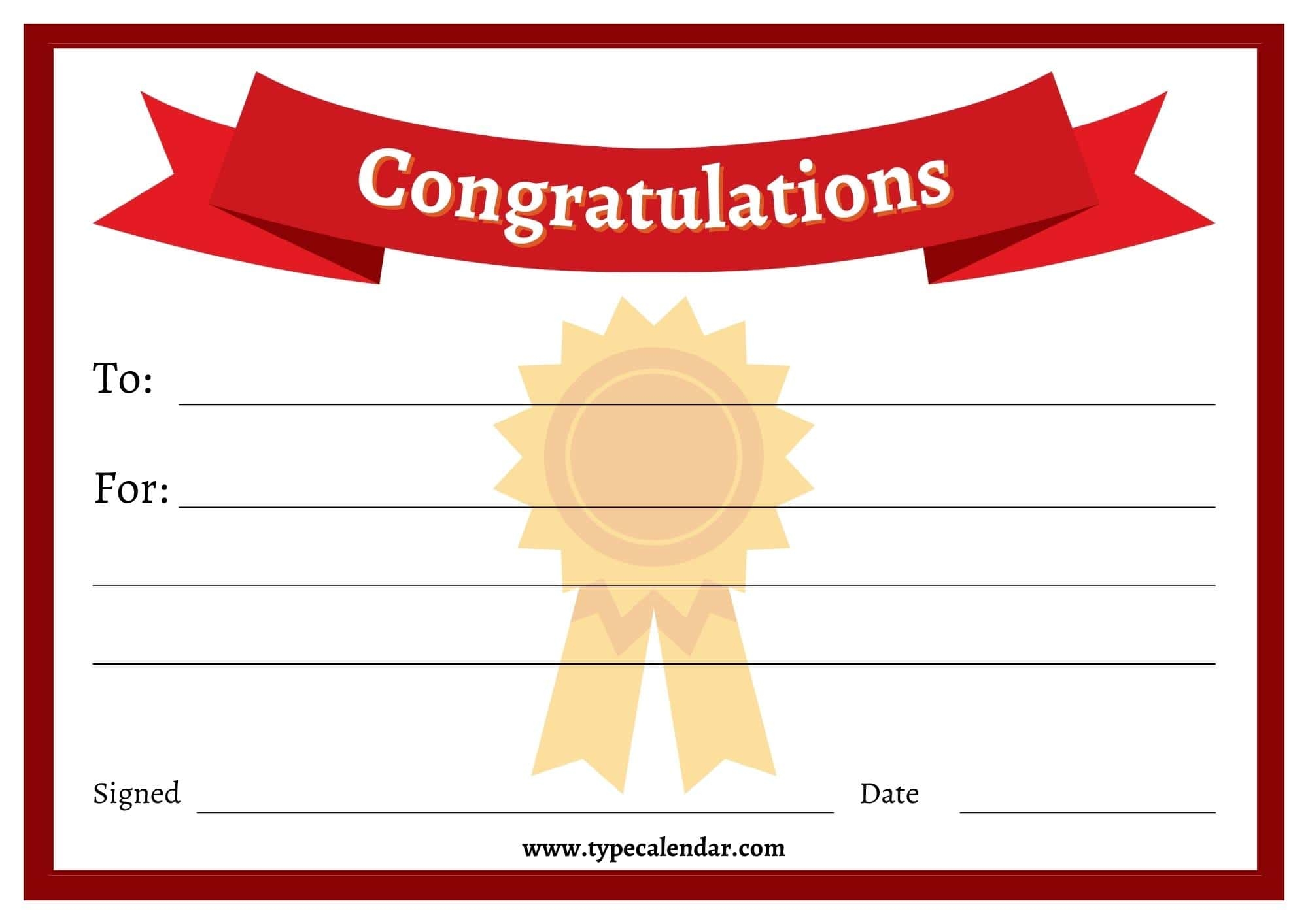 Free Printable Congratulations Certificate Templates Word PDF Students