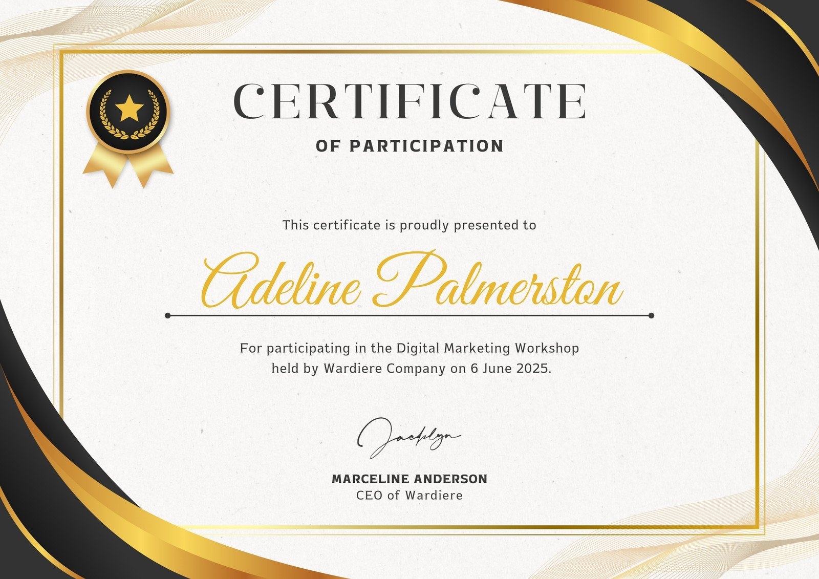 Free Printable Custom Participation Certificate Templates Canva