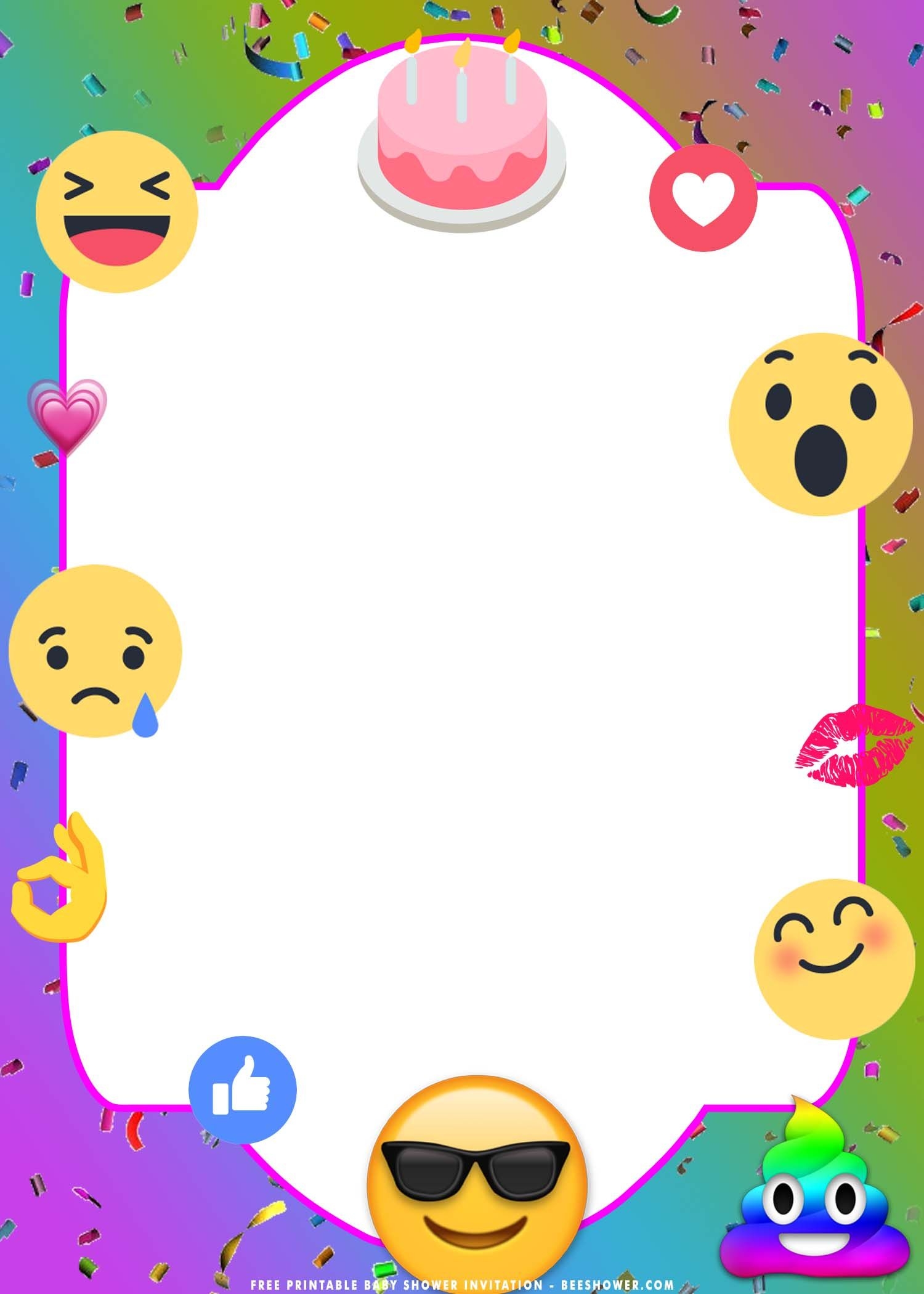 FREE Printable Cute Emoji Birthday Party Invitation Templates Beeshower