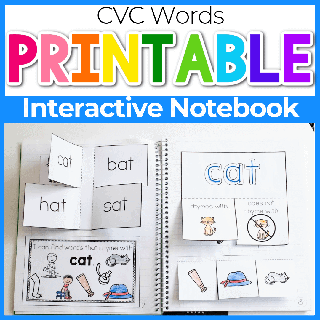Free Printable CVC Words Interactive Notebook For Kindergarten