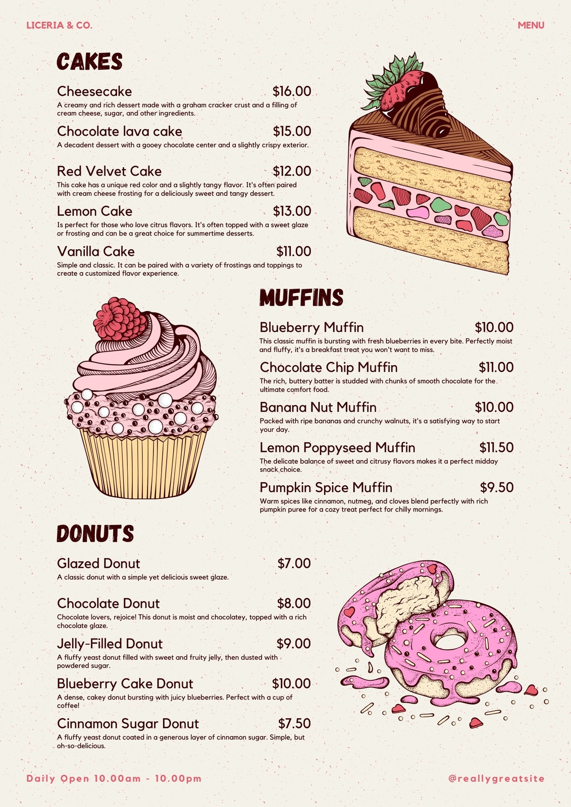 Free Printable Editable Dessert Menu Templates Canva