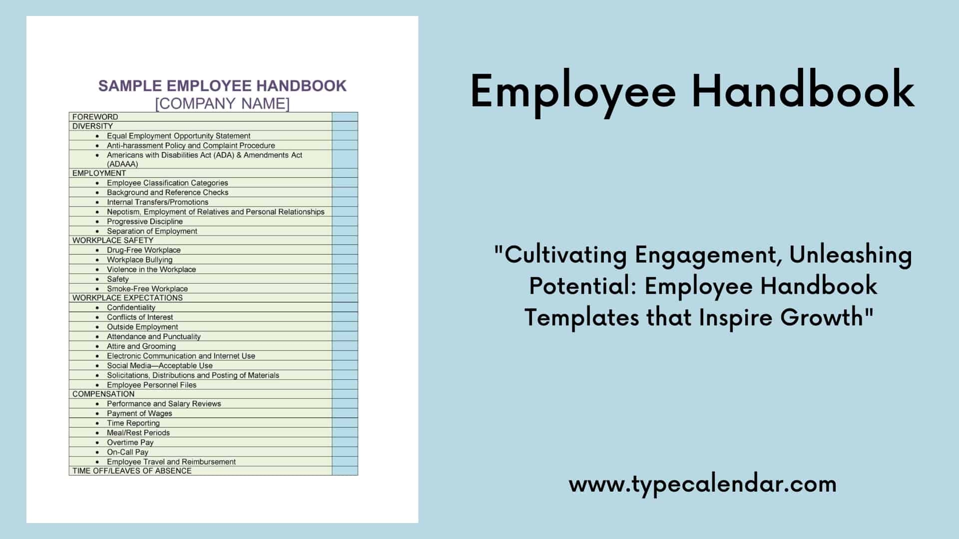 Free Printable Employee Handbook Templates PDF Word Excel 