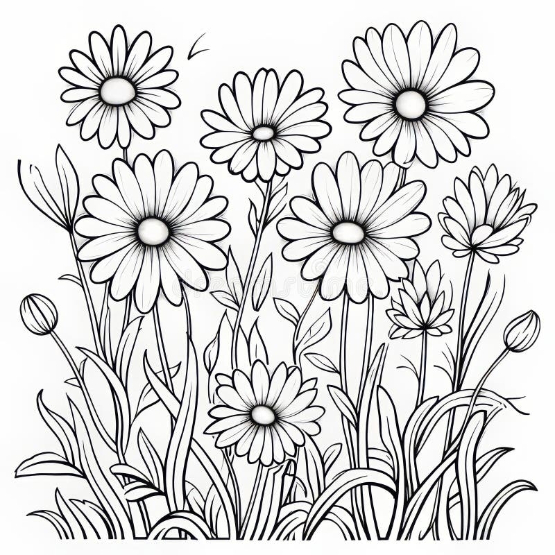 Free Printable Flower Coloring Pages For Adults Tranquil Gardenscapes And Whimsical Cartoons Stock Illustration Illustration Of Black Gray 283364687