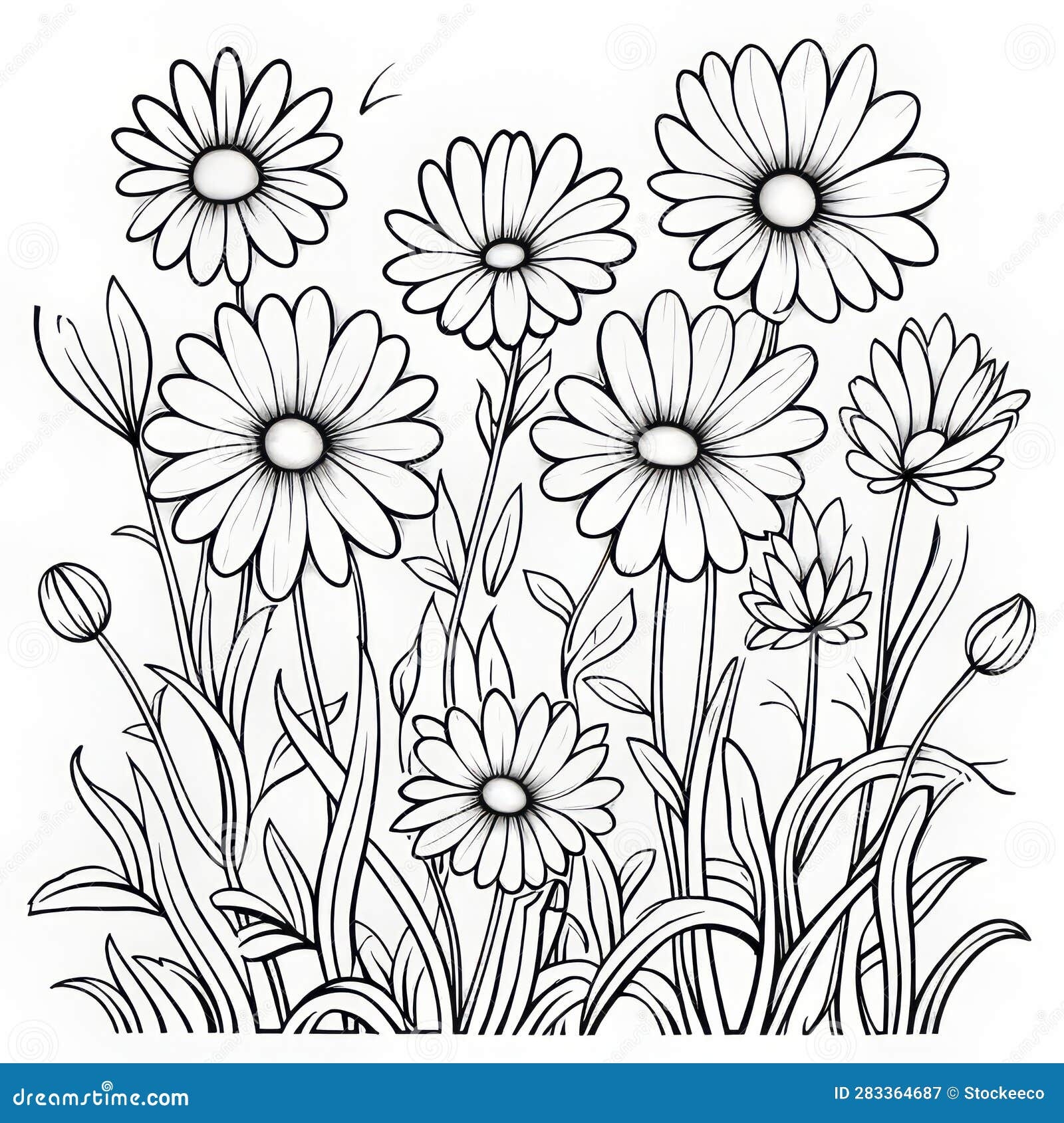 Free Printable Flower Coloring Pages For Adults Tranquil Gardenscapes And Whimsical Cartoons Stock Illustration Illustration Of Black Gray 283364687