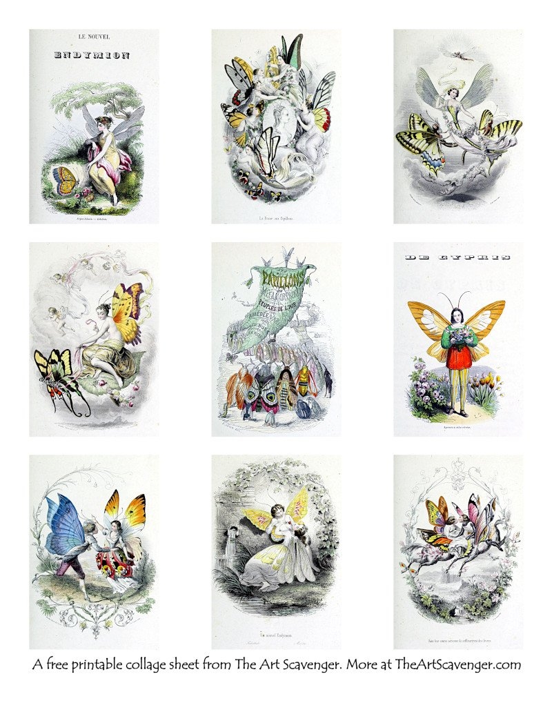 Free Printable French Butterfly Fairies Collage Sheets The Art Scavenger