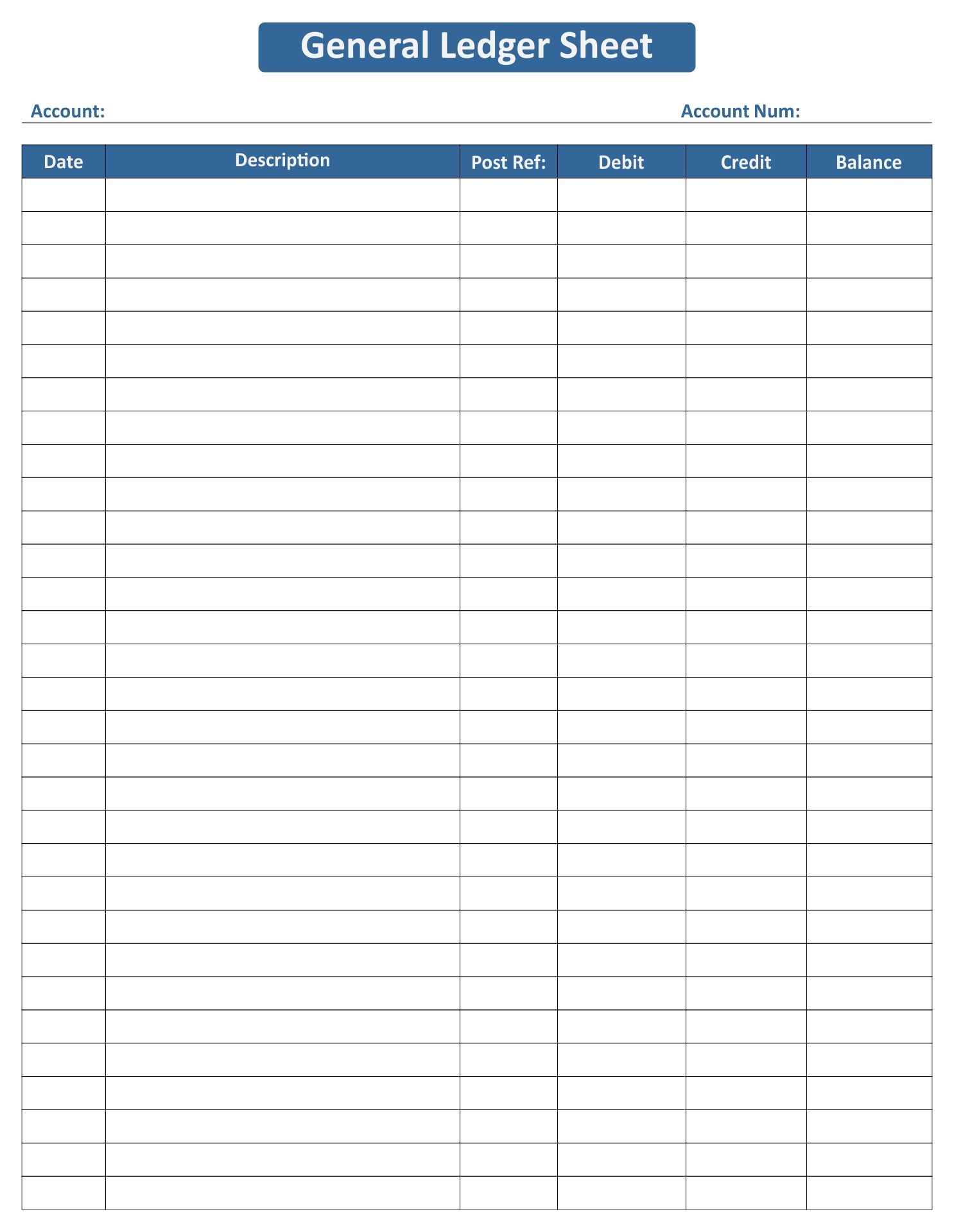 Free Printable General Ledger Sheet