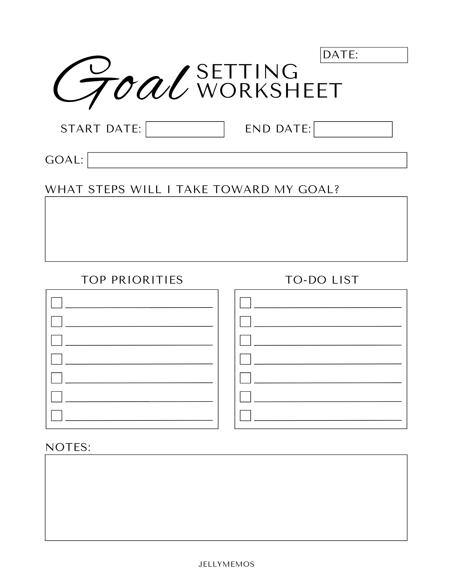 Free Printable Goal Setting Worksheets Aesthetic Goal Planning Templates In 4 Cute Colors