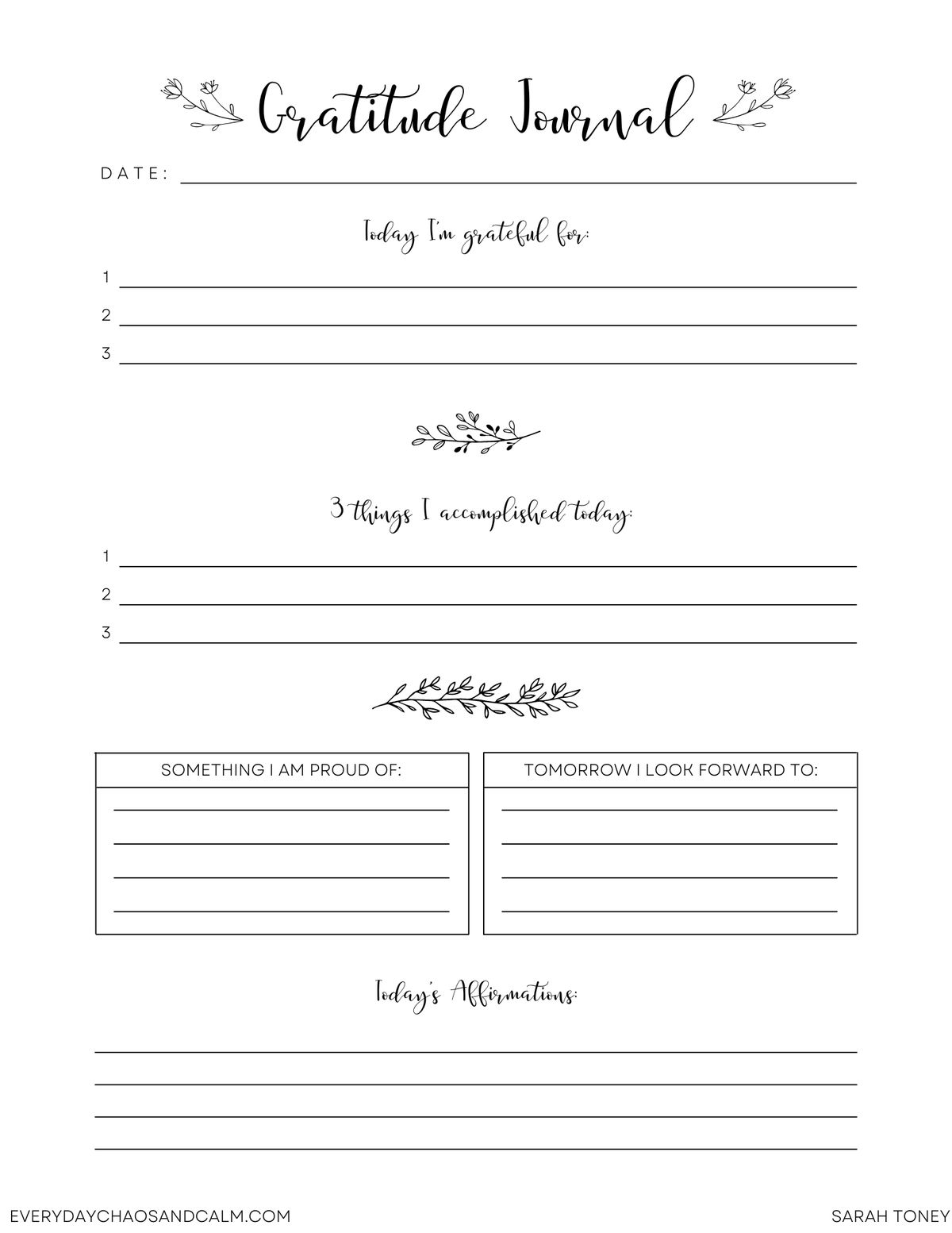 Free Printable Gratitude Journal For Improved Happiness