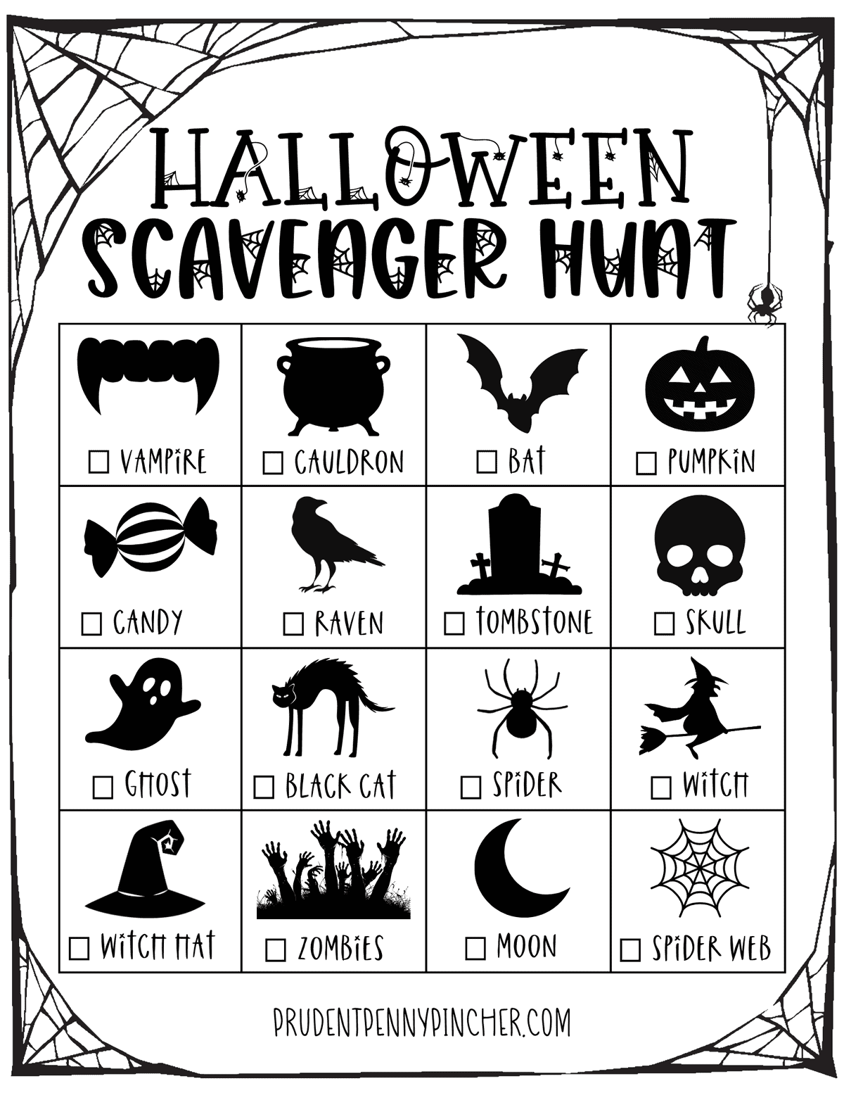 Free Printable Halloween Scavenger Hunt Game Prudent Penny Pincher