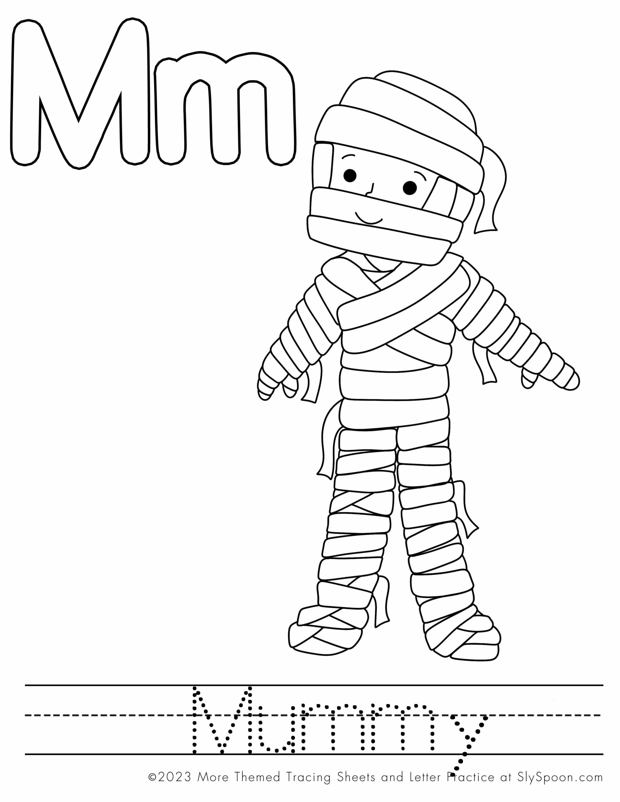 Free Printable Halloween Themed Letter M Coloring And Activity Worksheets Sly SpoonSly Spoon