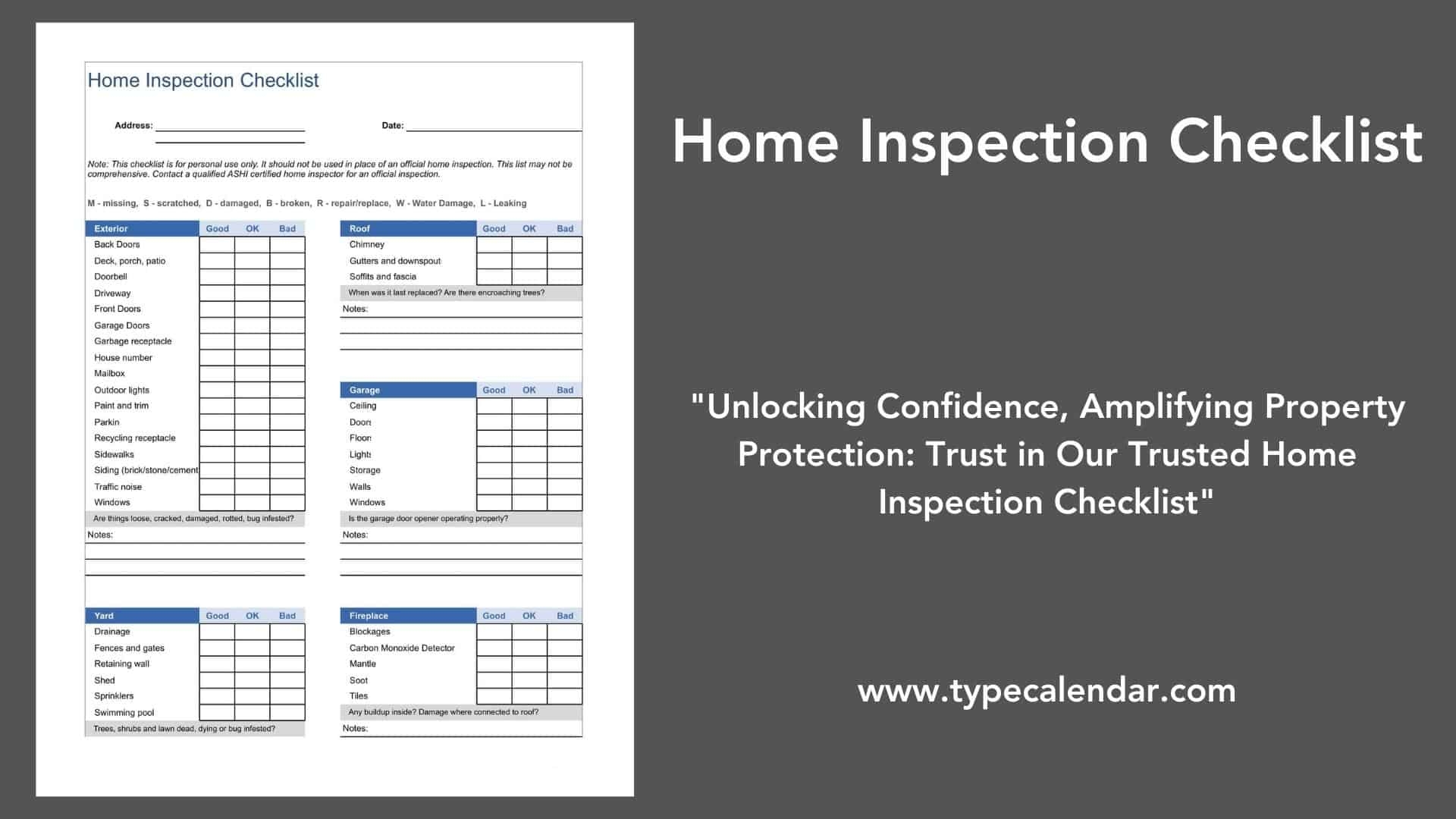 Free Printable Home Inspection Checklist Templates Word Excel 