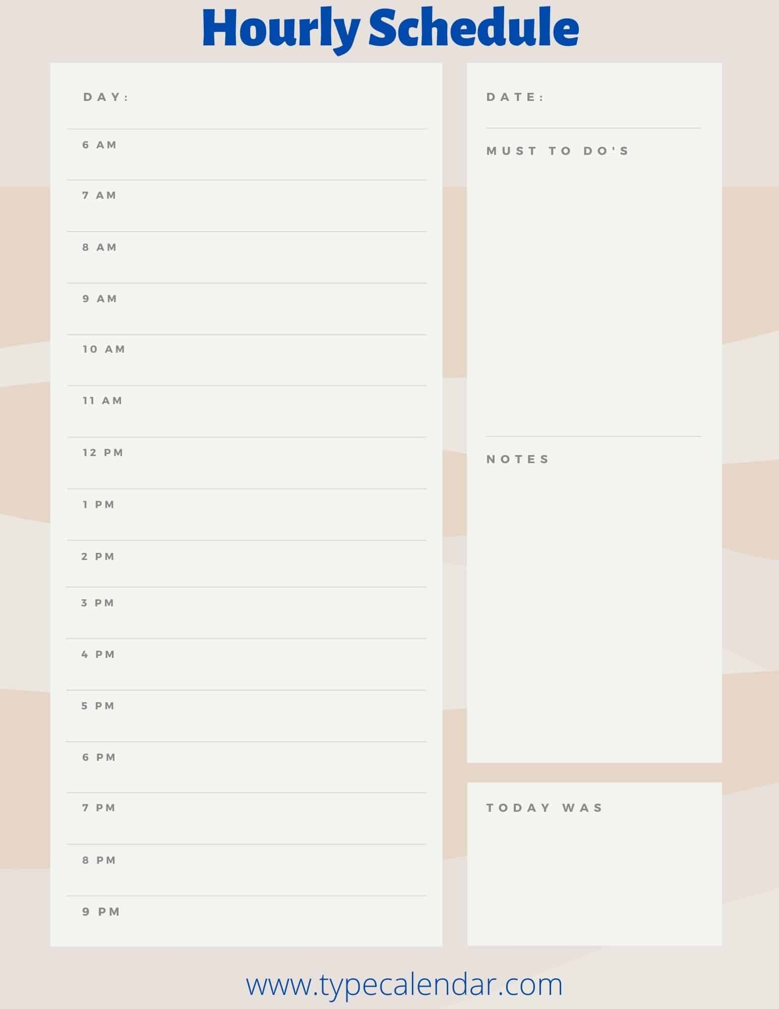 Hourly Planner Free Printable