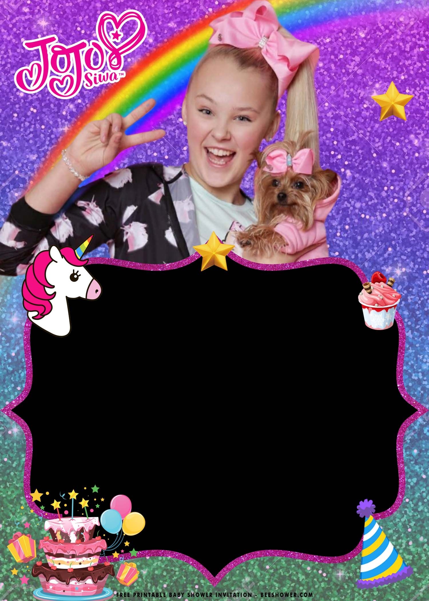 FREE Printable Jojo Siwa Baby Shower Invitation Templates Beeshower