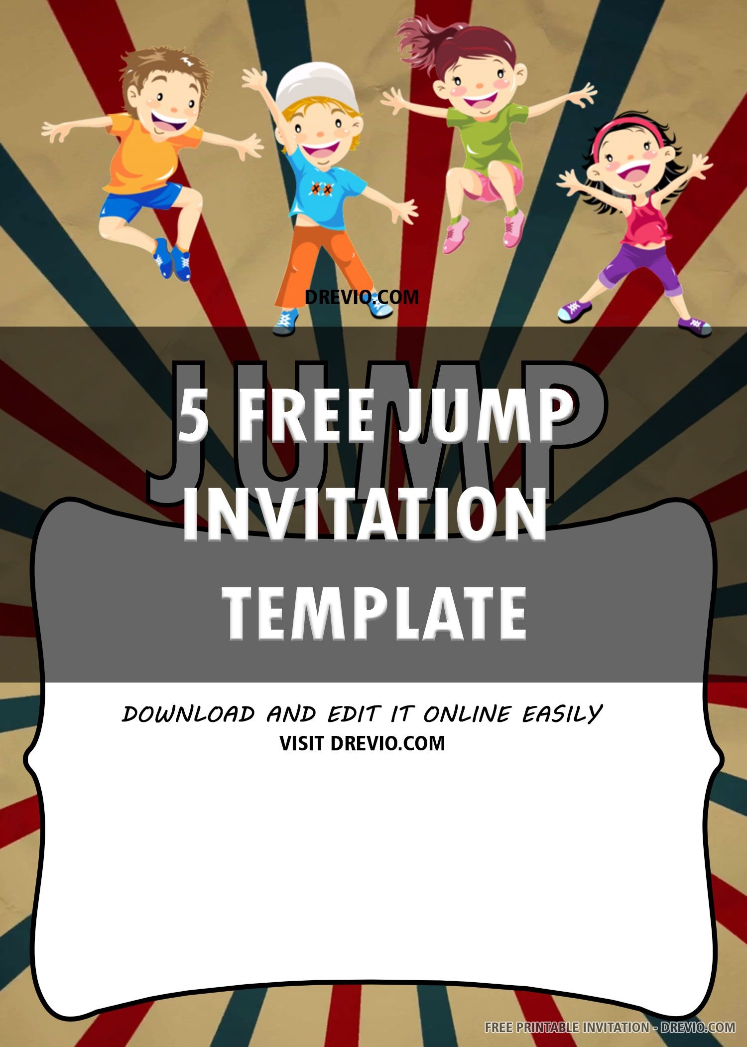 Free Printable Jump Happily Invitation Templates