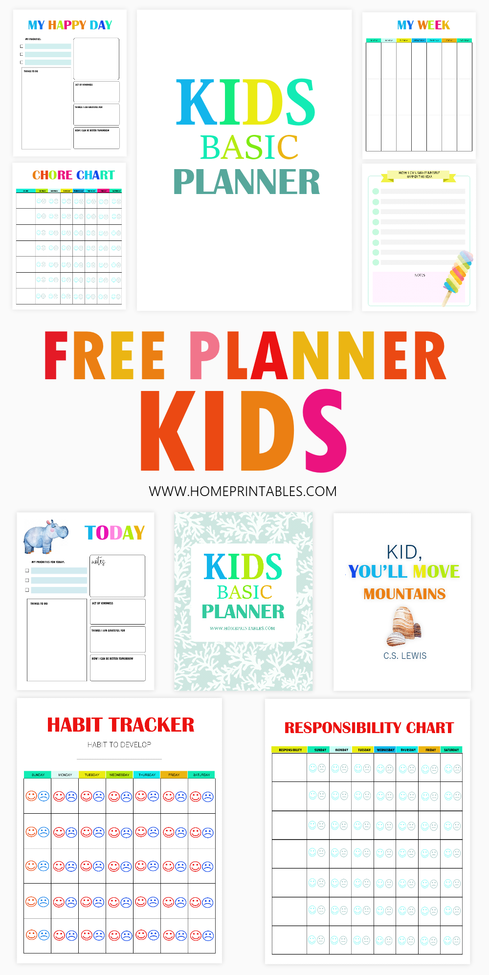 Free Printable Kids Planner Fun Templates Kids Love Kids Planner Planner Printables Free Planner