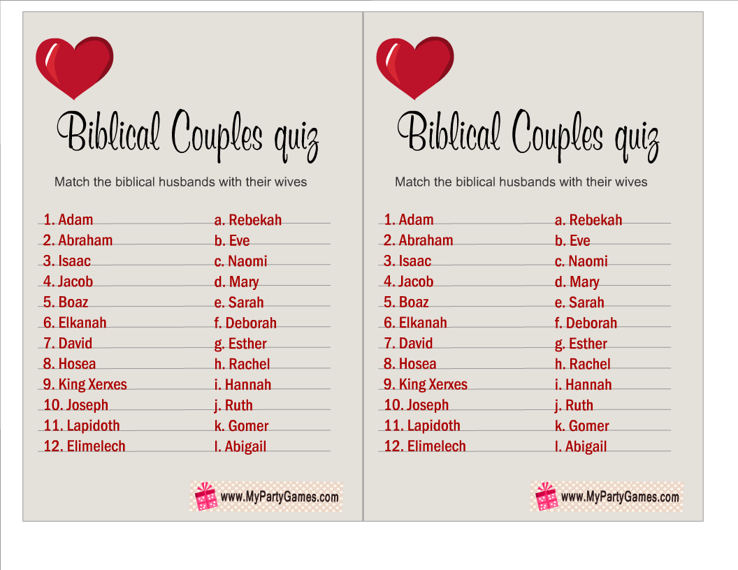 Free Printable Couple Quiz