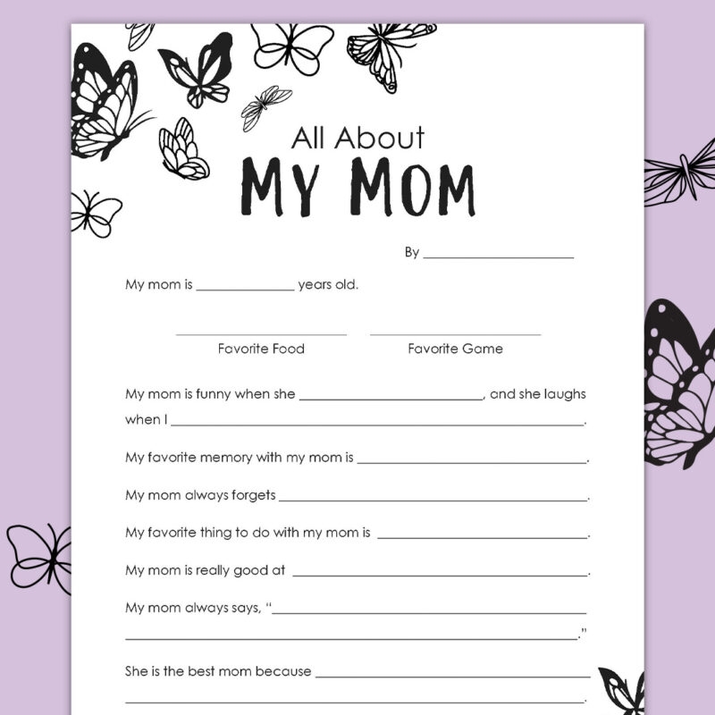 Free Printable Mother S Day Questionnaire