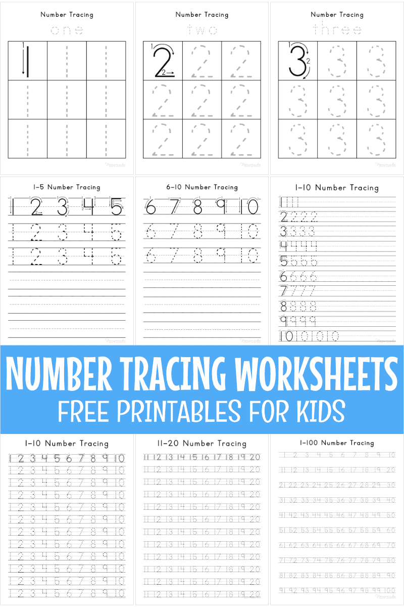 Free Printable Number Tracing Worksheets 1 100