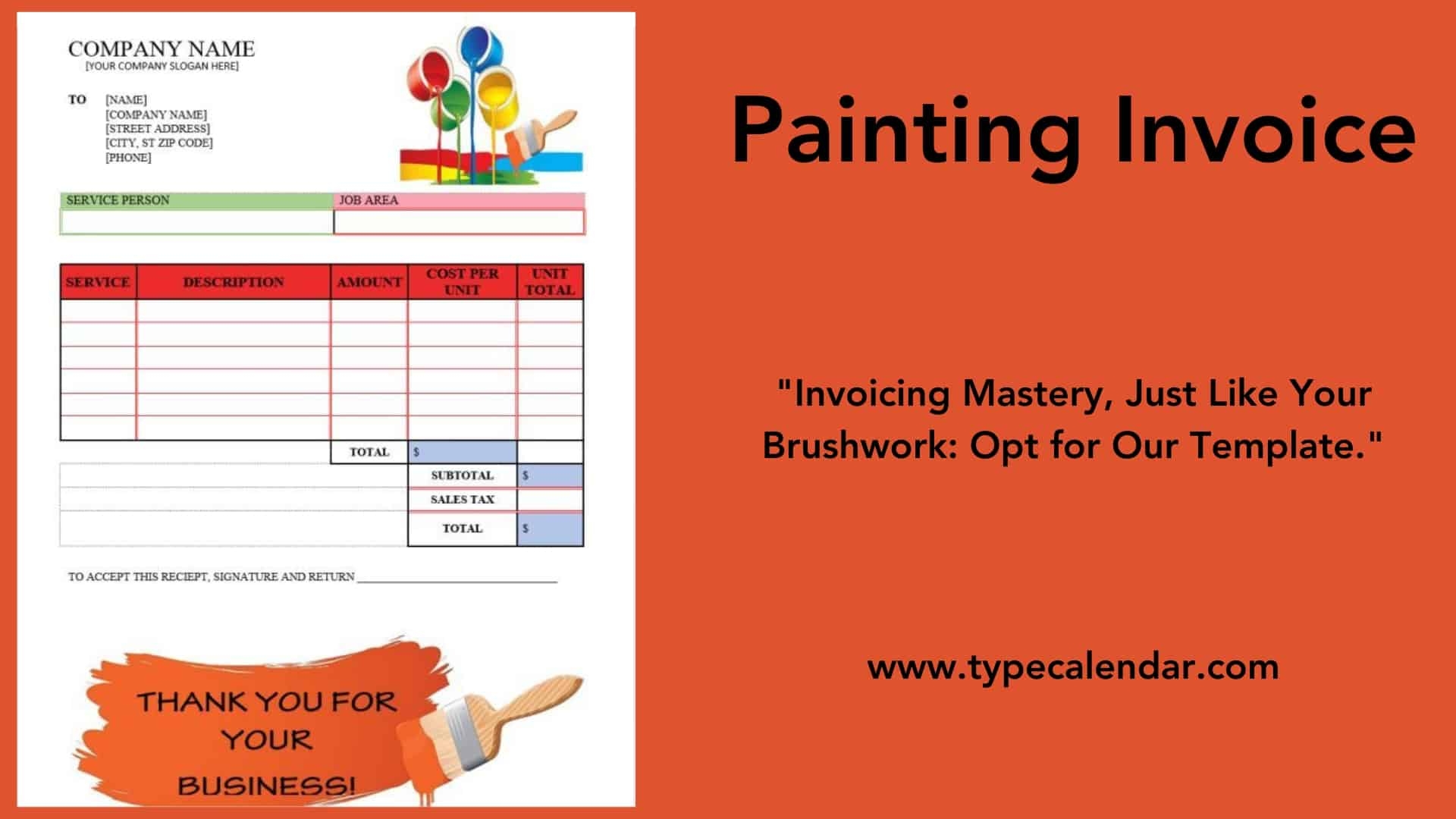 Free Printable Painting Invoice Templates Excel Word 