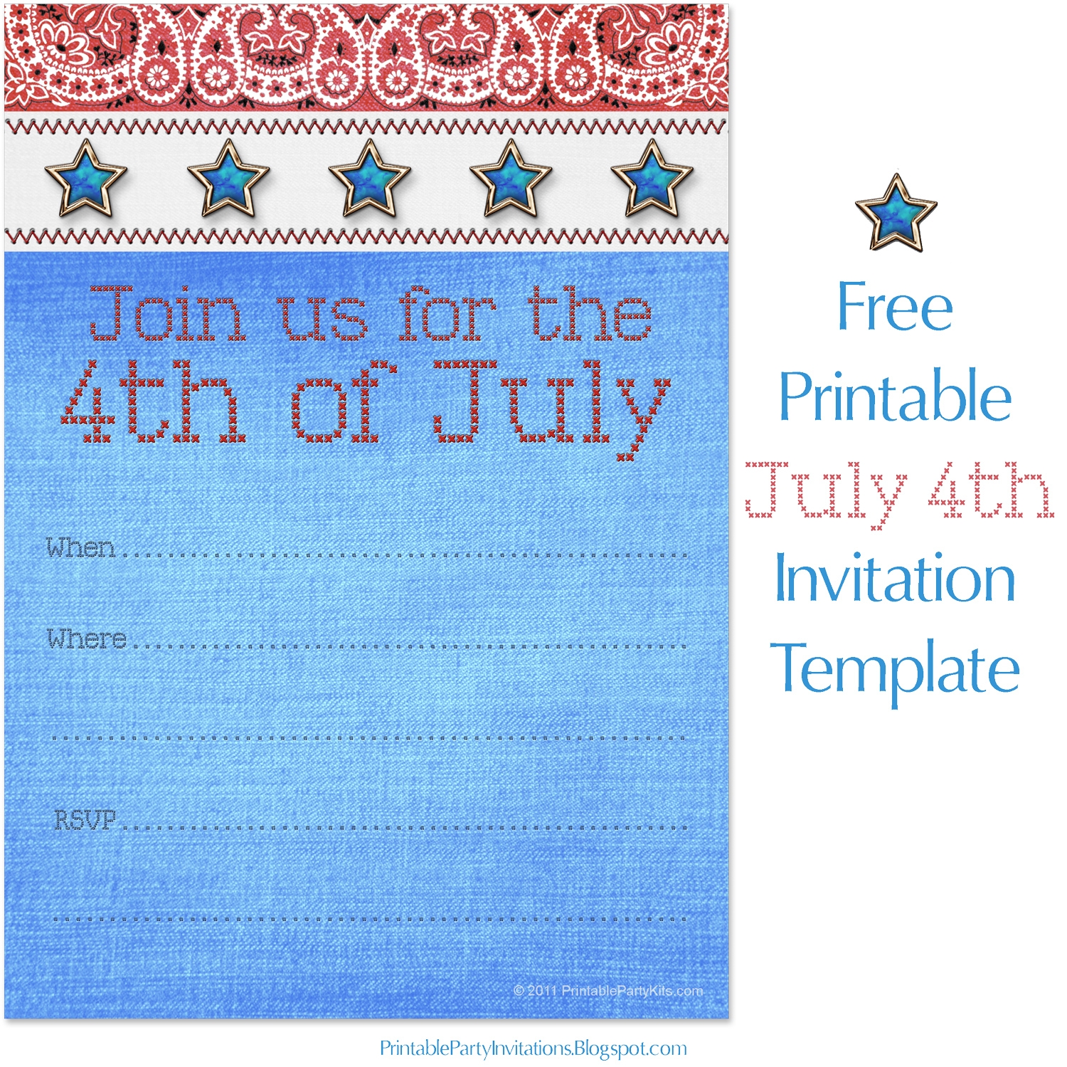 Free Printable Party Invitations Fourth Of July Invitation Template