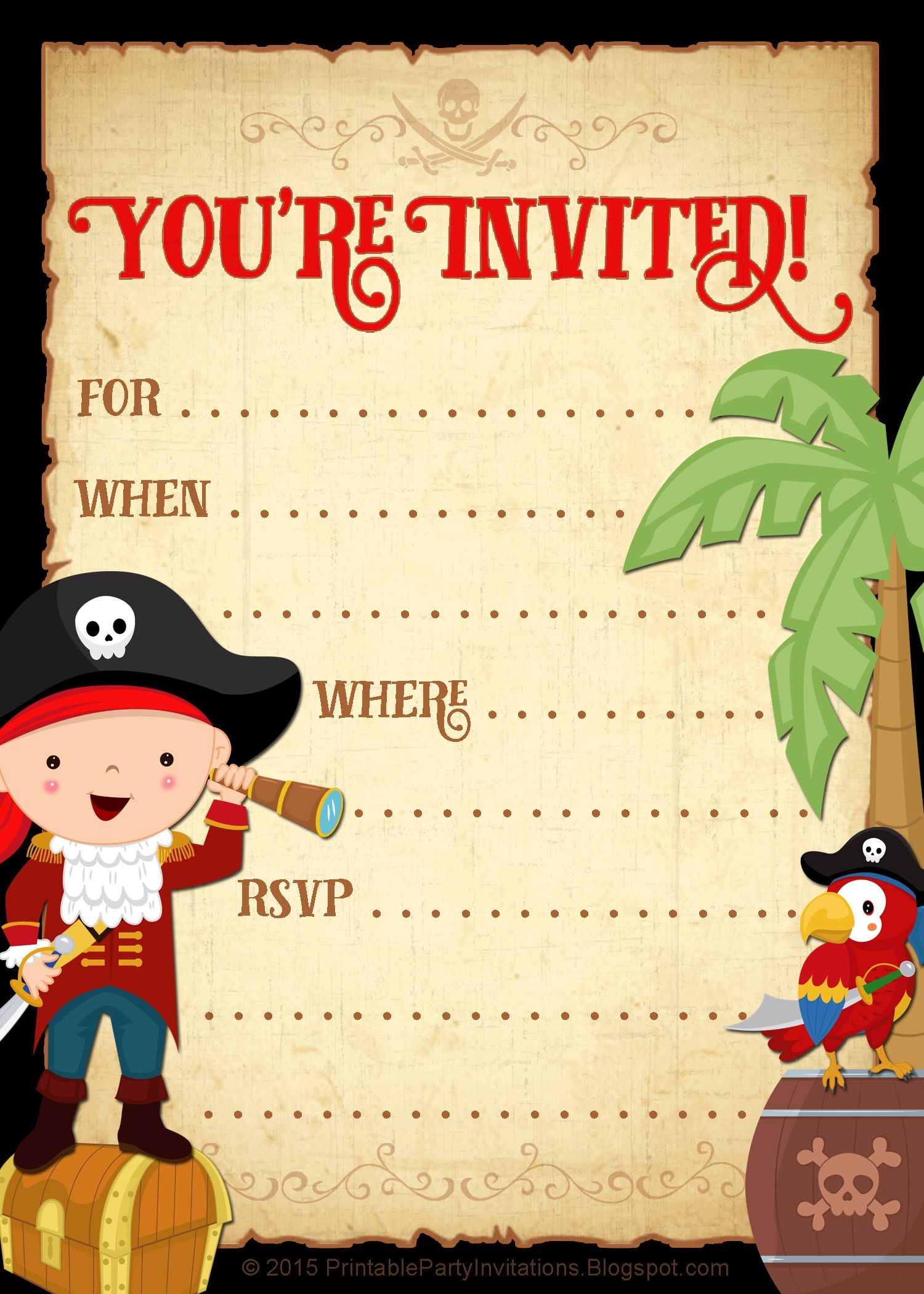 FREE Printable Pirate Party Invitation