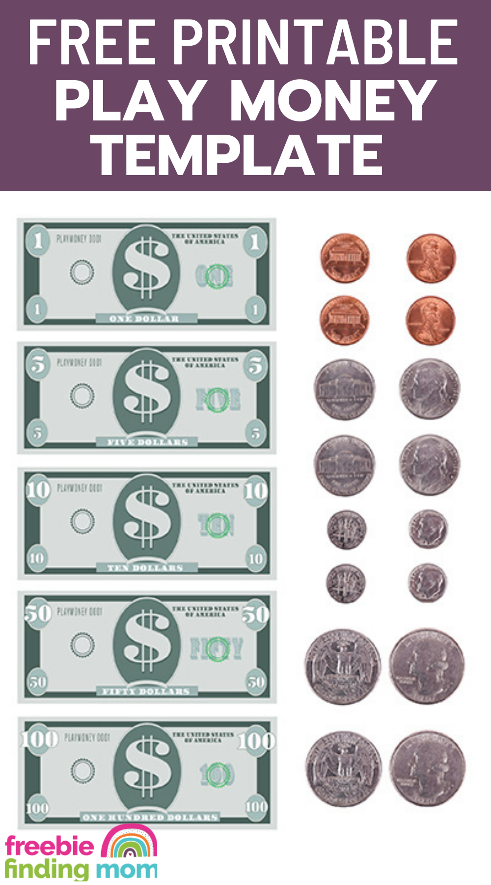 Free Printable Play Money Sheets