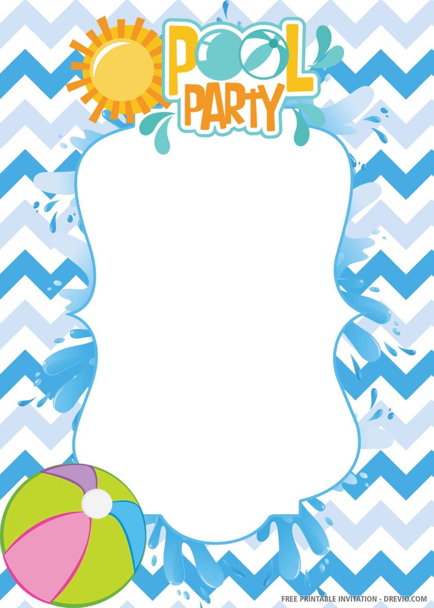 FREE PRINTABLE Pool Party Birthday Invitation Templates