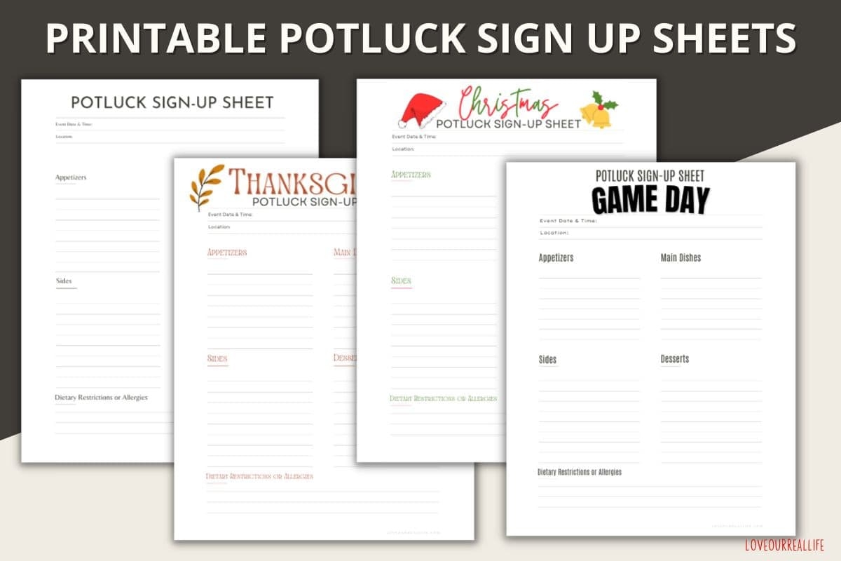 FREE Printable Potluck Sign Up Sheet For Any Occasion Love Our Real Life
