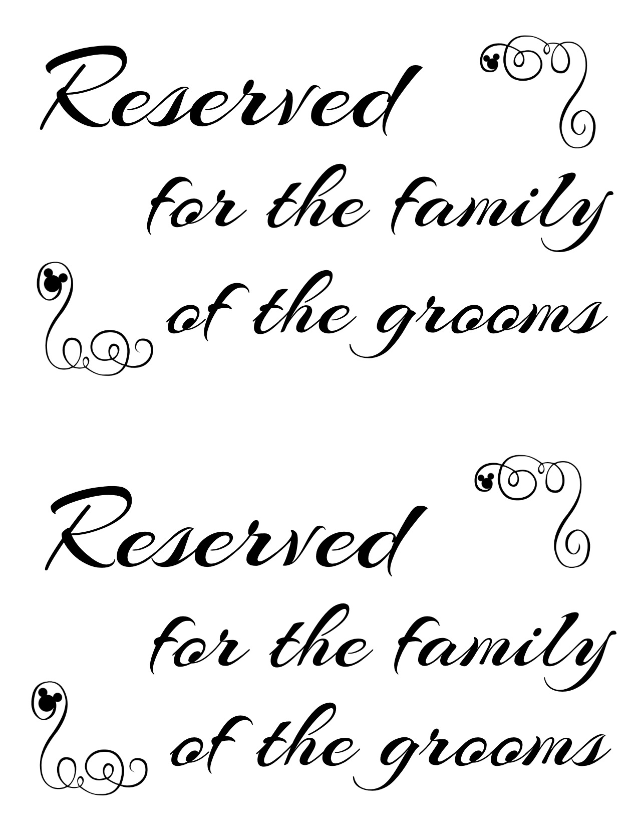 Free Printable Reserved Table Signs