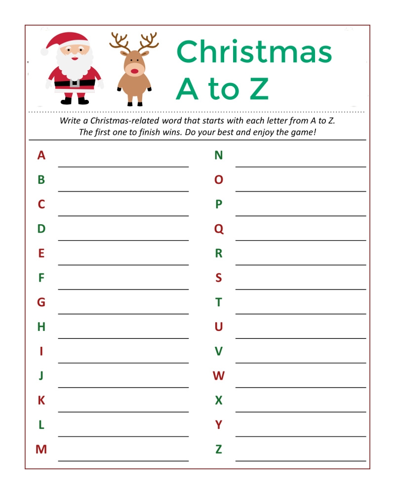 Christmas Printable Free Games