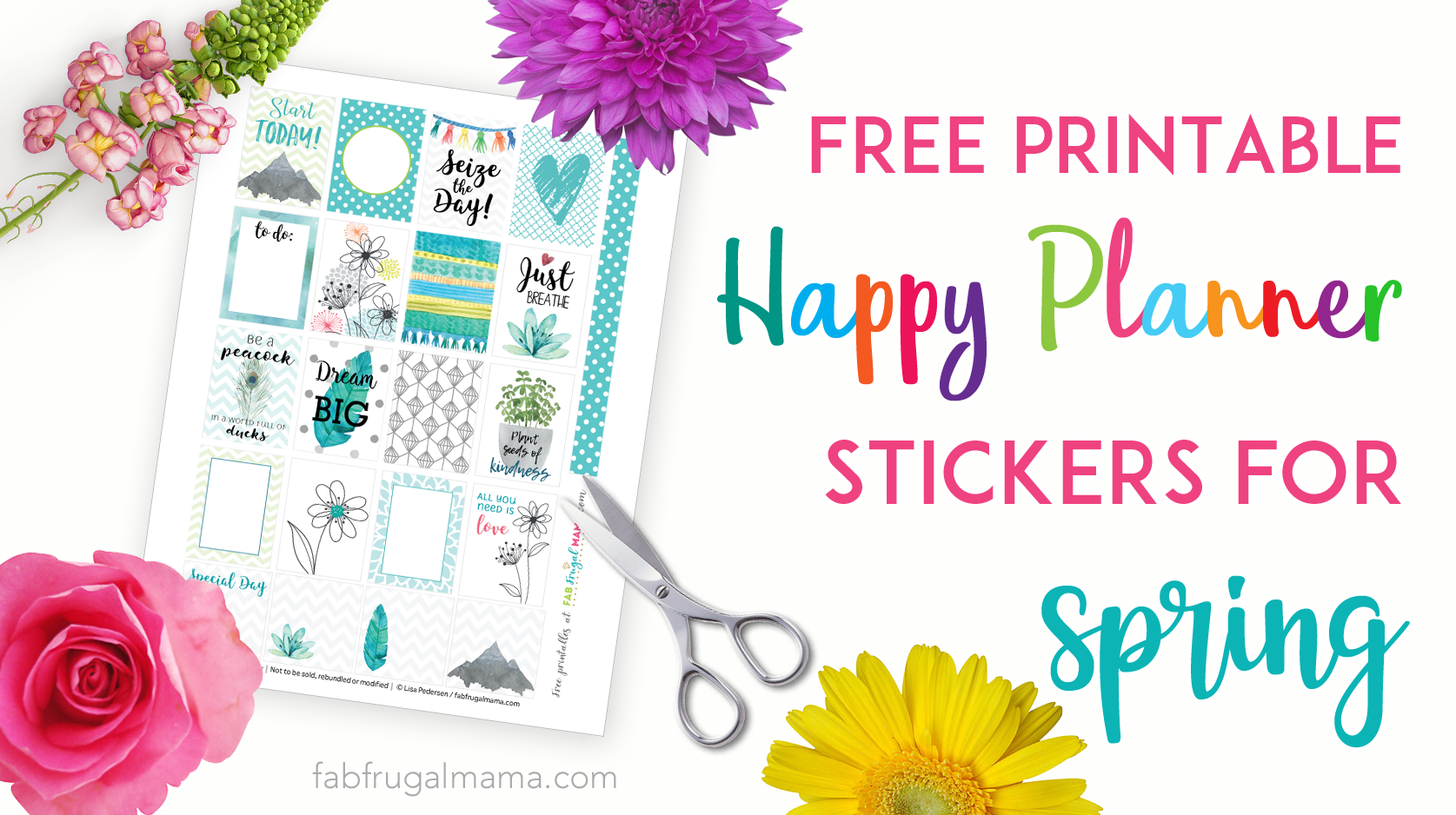 Free Printable Spring Happy Planner Stickers Fab Frugal Mama