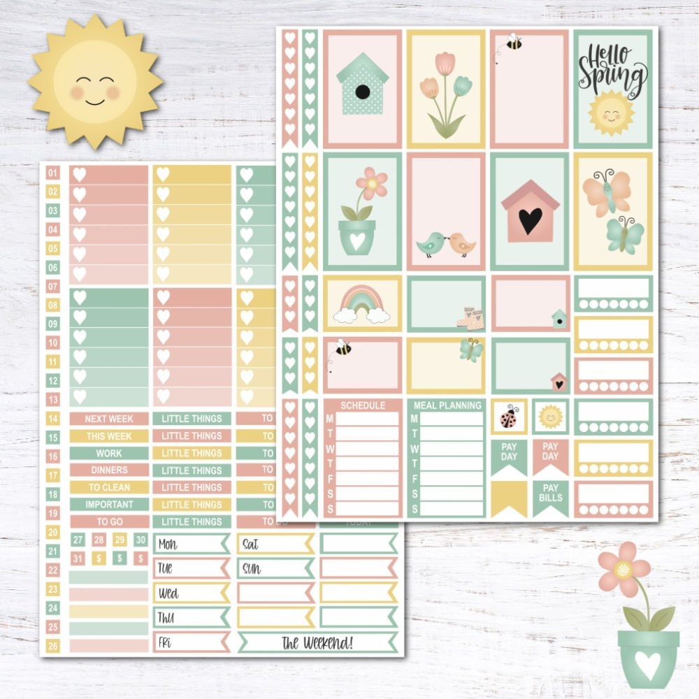 Free Printable Spring Planner Stickers Krafty Planner