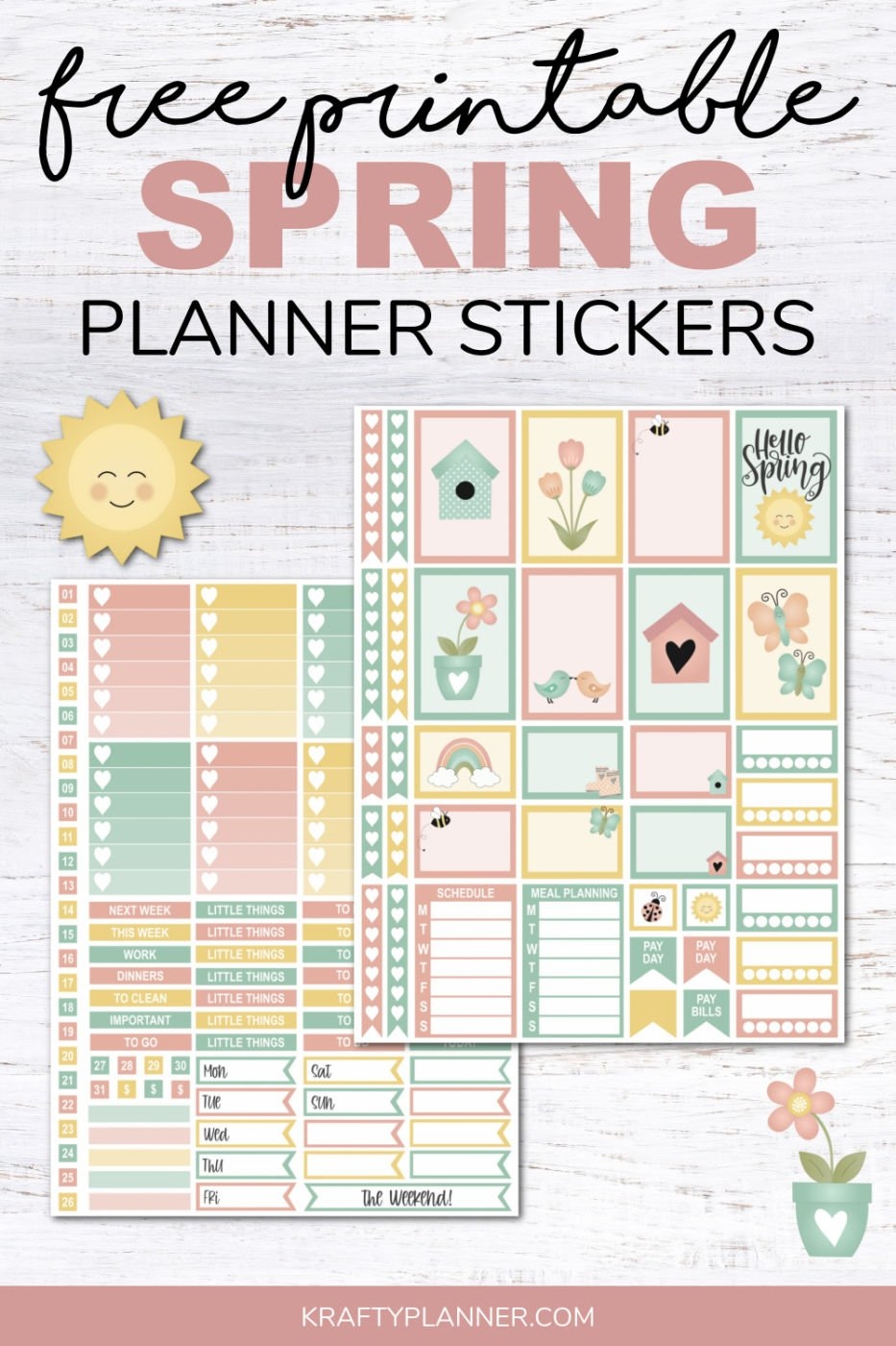 Free Printable Spring Planner Stickers Krafty Planner