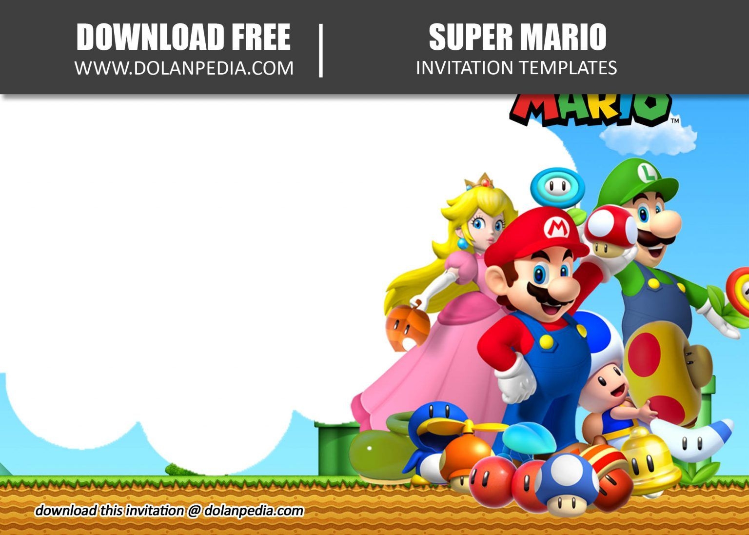 Free Printable Super Mario Invitation Templates