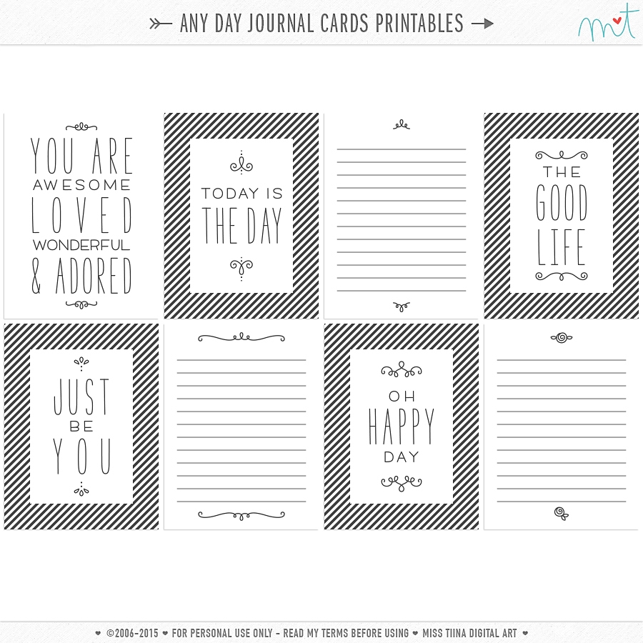 FREE Printables Any Day Journal Cards Miss Tiina