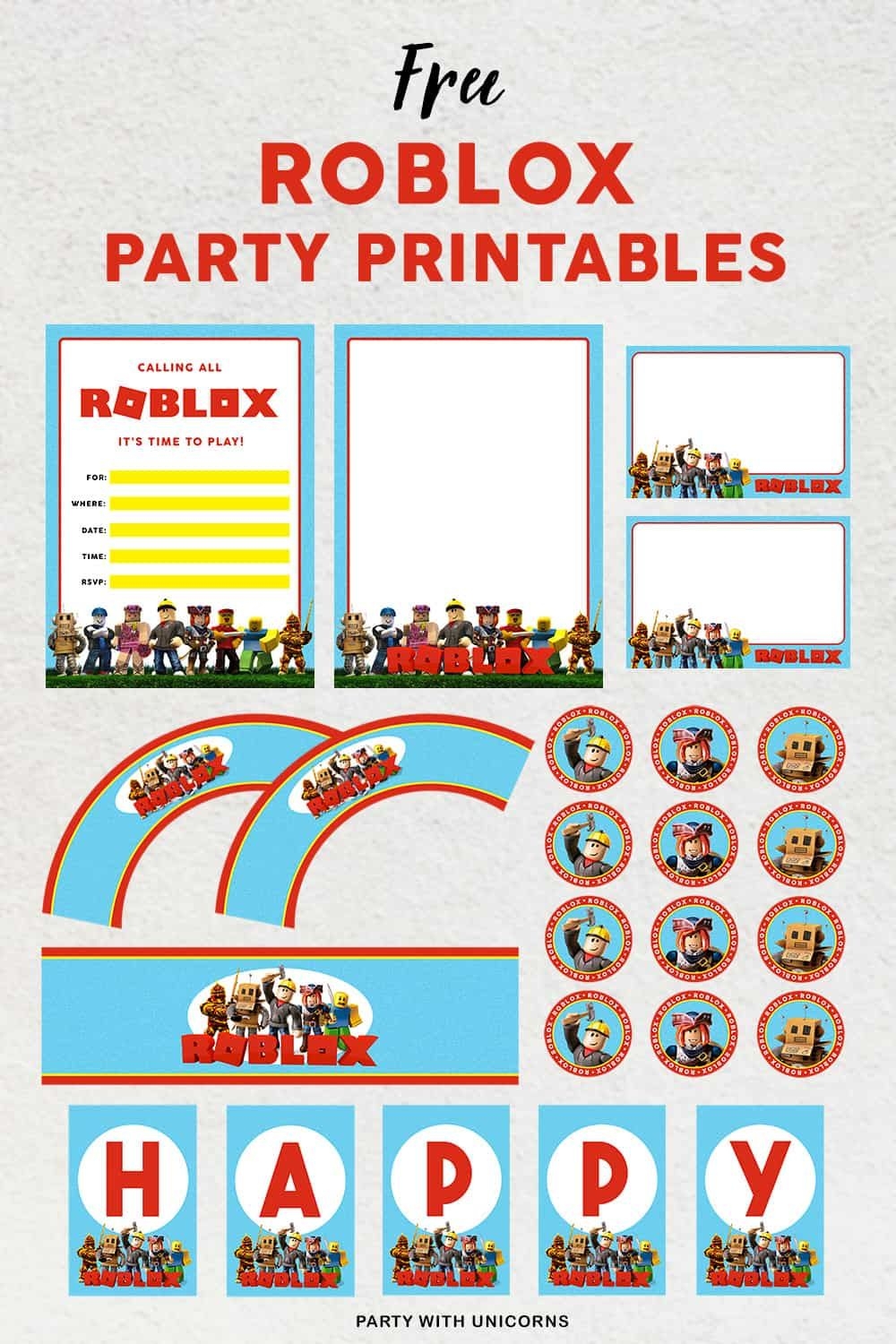 Free Roblox Party Printables Party With Unicorns