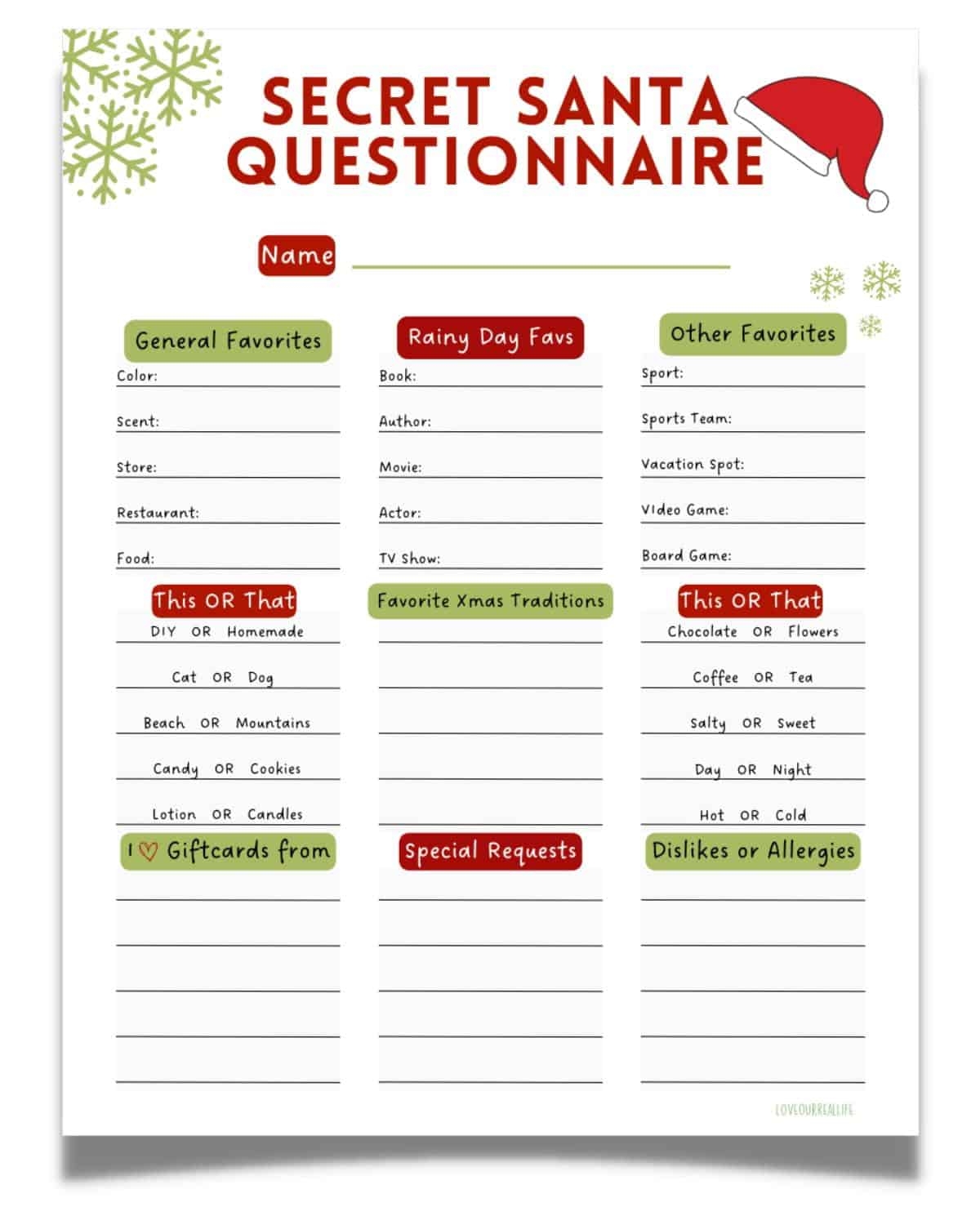 Free Printable Secret Santa