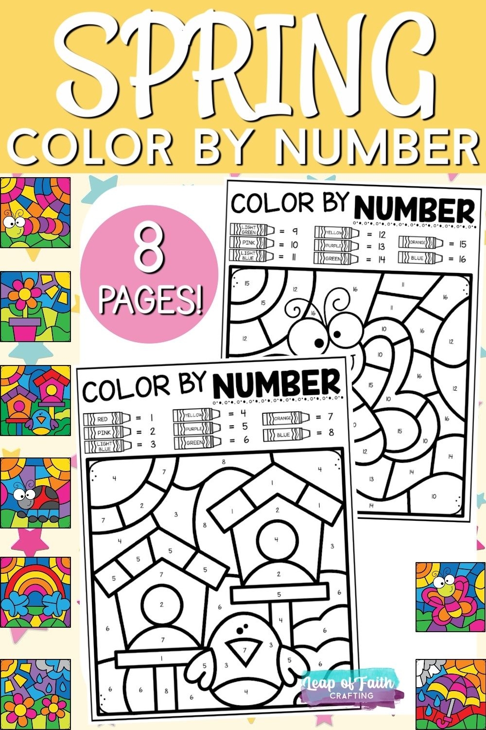 FREE Spring Color By Number Worksheets 8 Pages Leap Of Faith Crafting