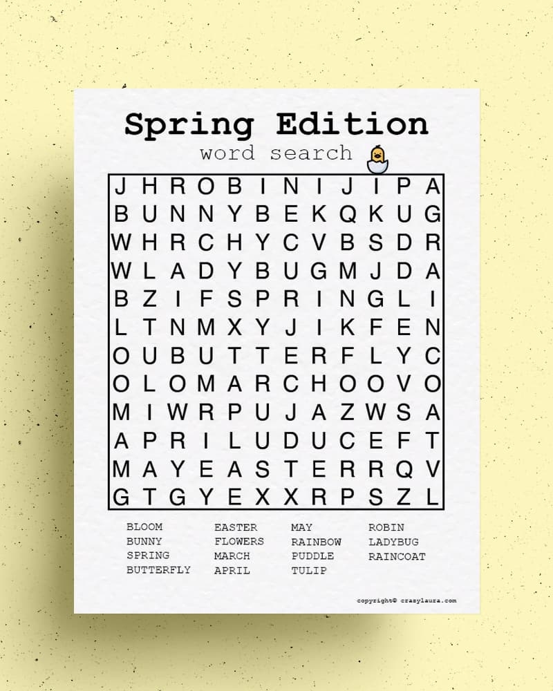Free Spring Word Search Printable Game Sheets For