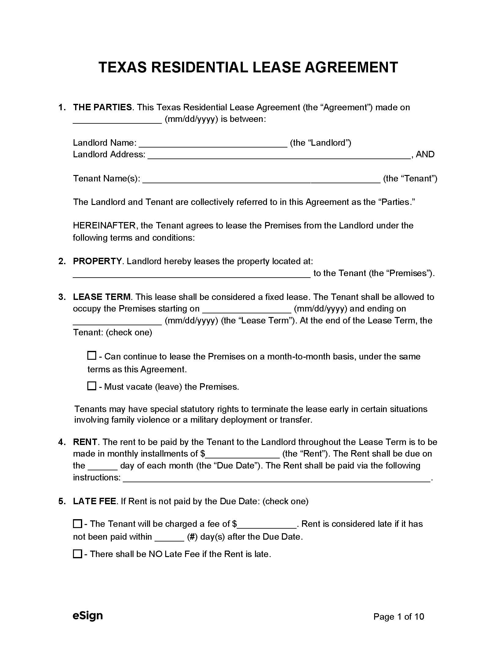 Free Rental Agreement Printable