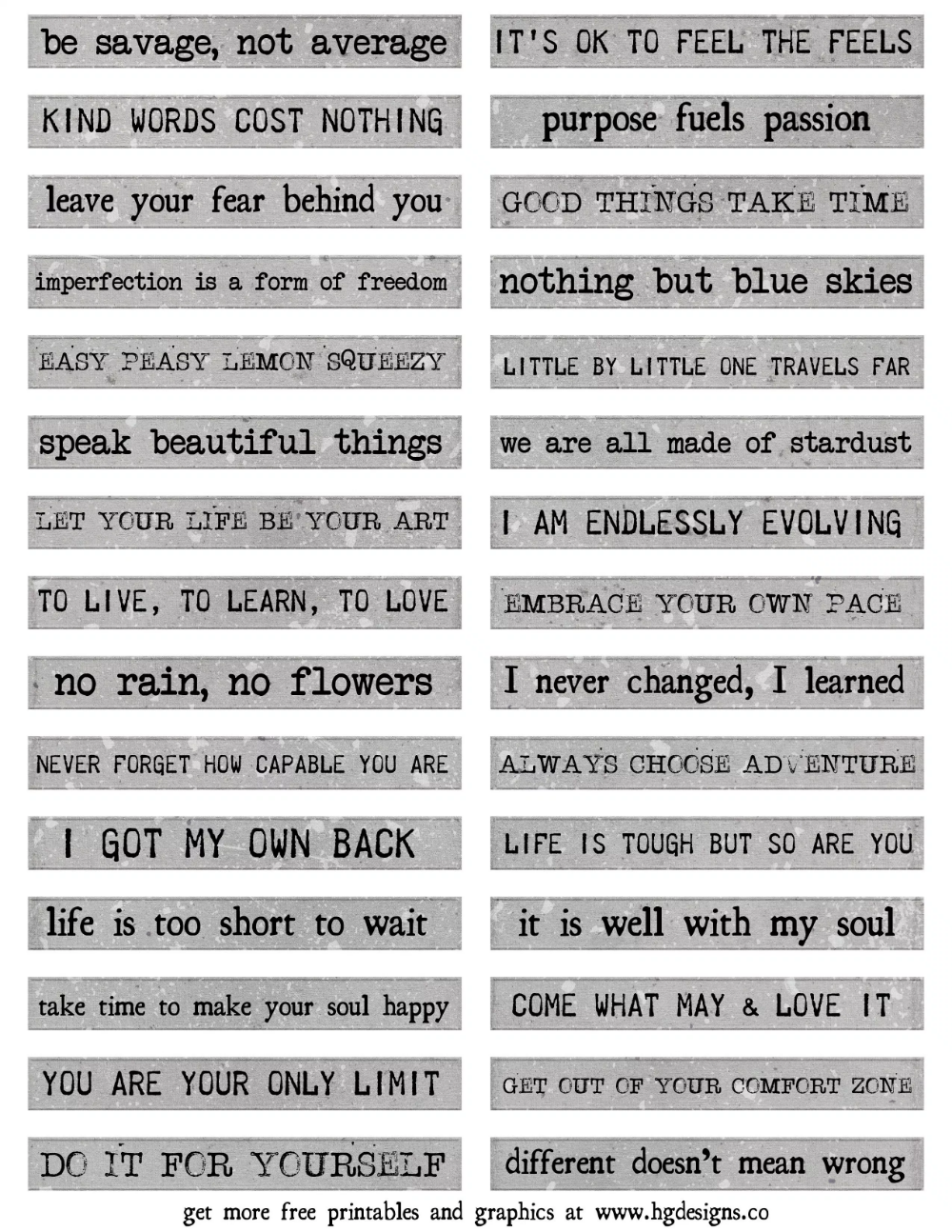 Freebie Printable Words Collage Sheet