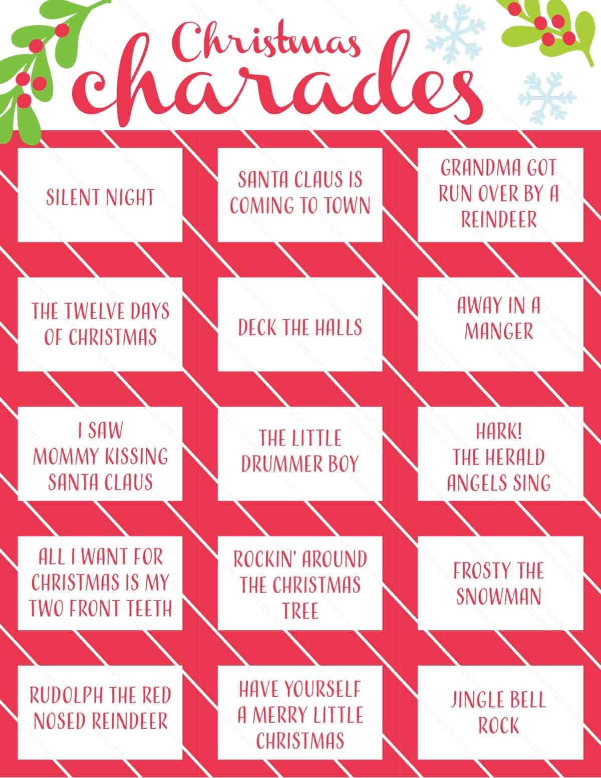 Free Christmas Charades Printables