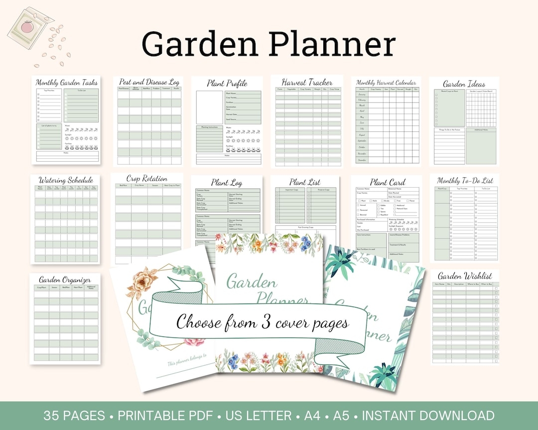 Garden Planner Printable Bundle For Vegetable And Flower Garden Organization Homestead Gardening Planner Gardening Journal Printable Etsy