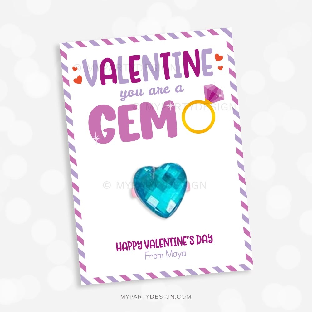 Gem Valentines Printable Cards My Party Design
