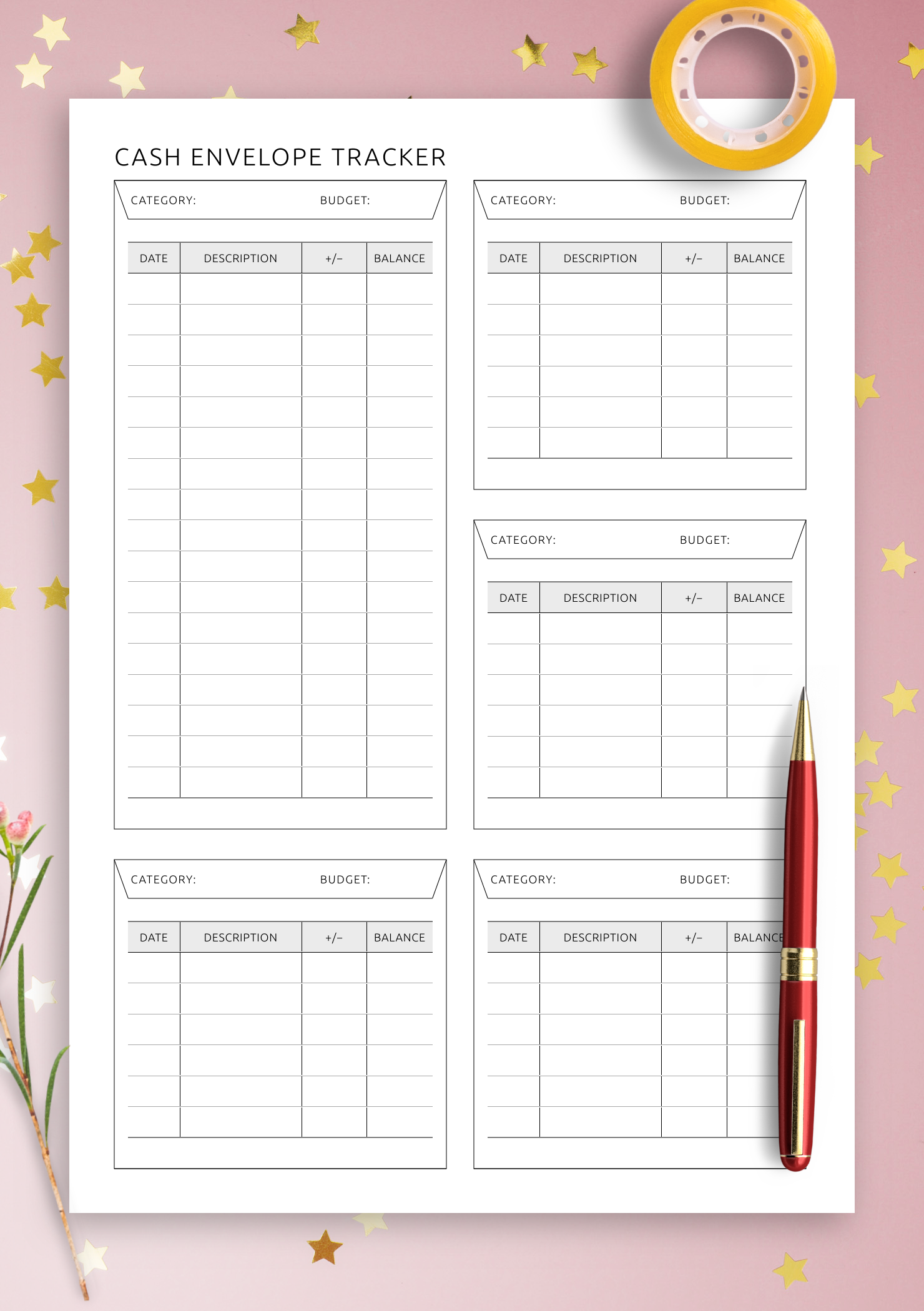 Free Printable Cash Envelope System