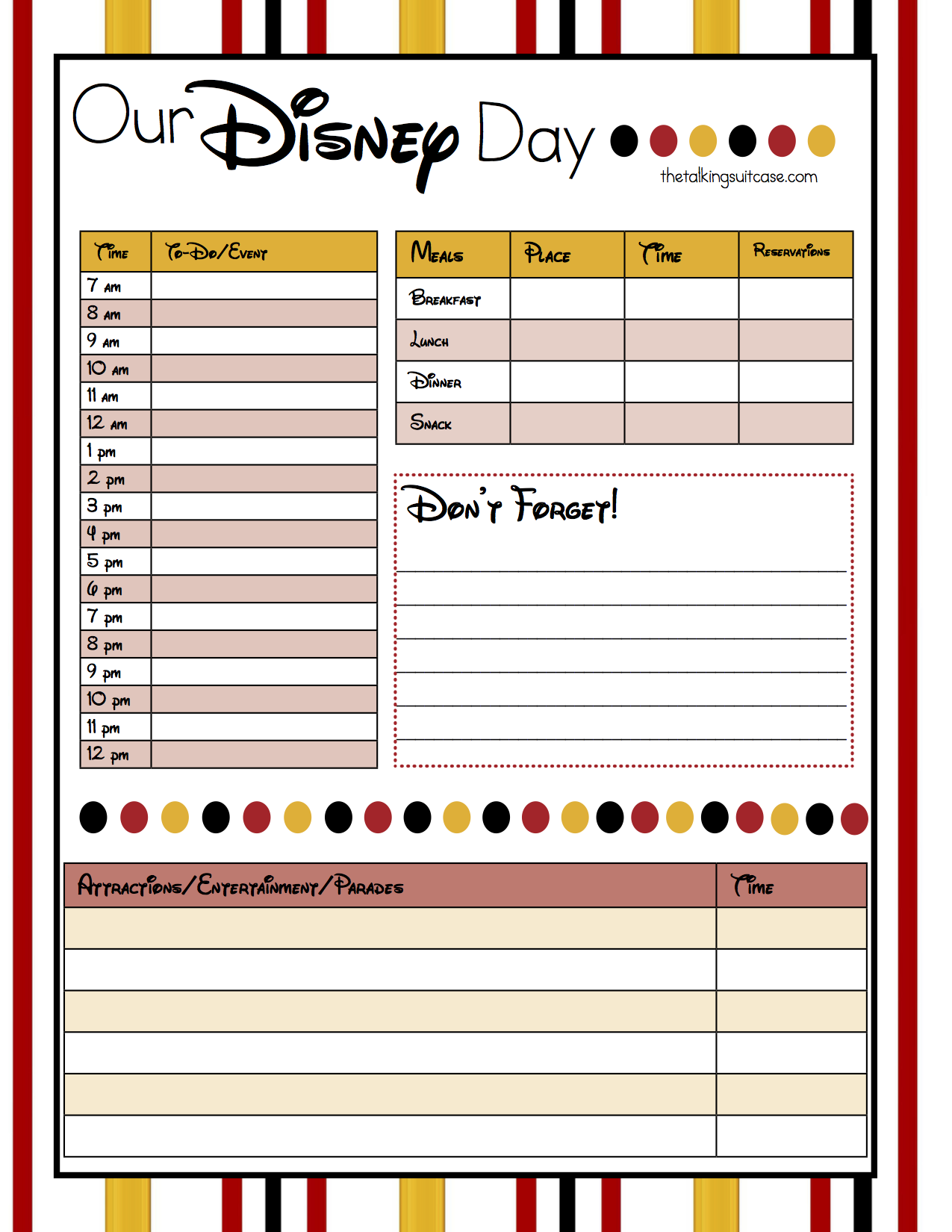 Get Ready For Your Disney Vacation Free Printable Disney Vacation Planner