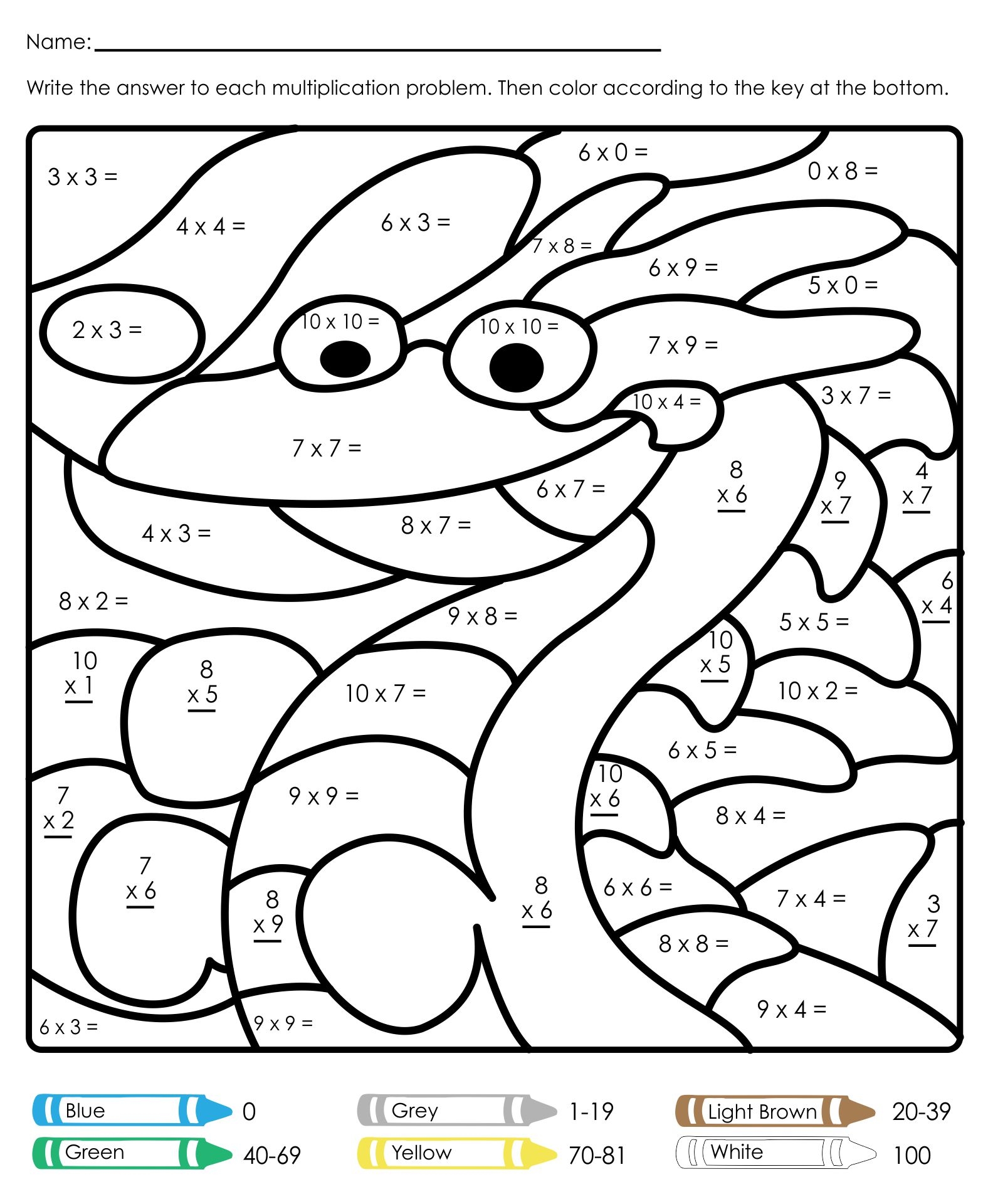 Free Printable Math Coloring Worksheets